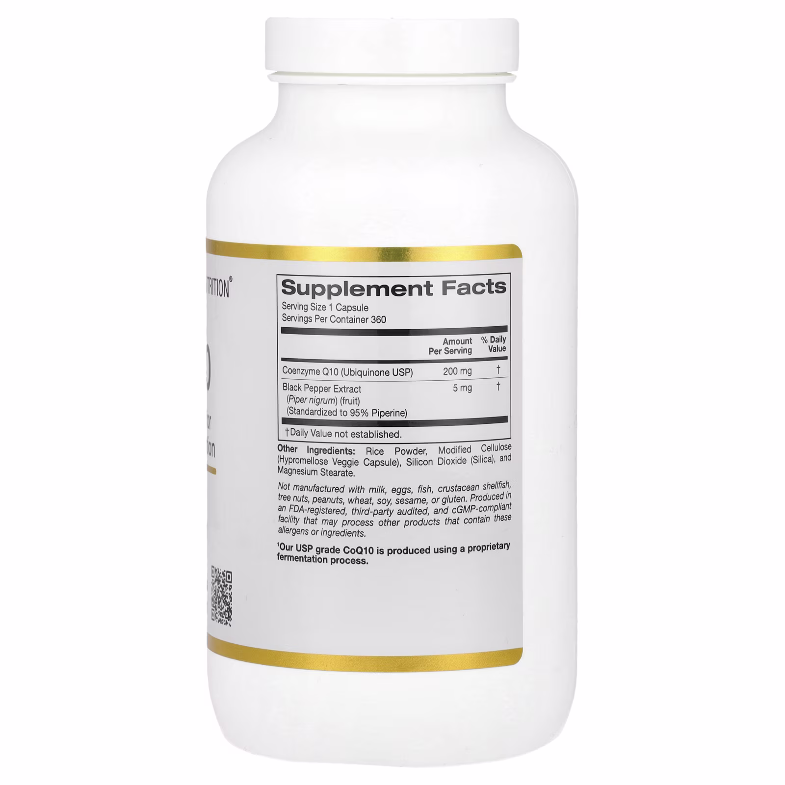 CoQ10 with Bioperine® Black Pepper Extract, 200 mg, 360 cápsulas vegetales, California Gold Nutrition