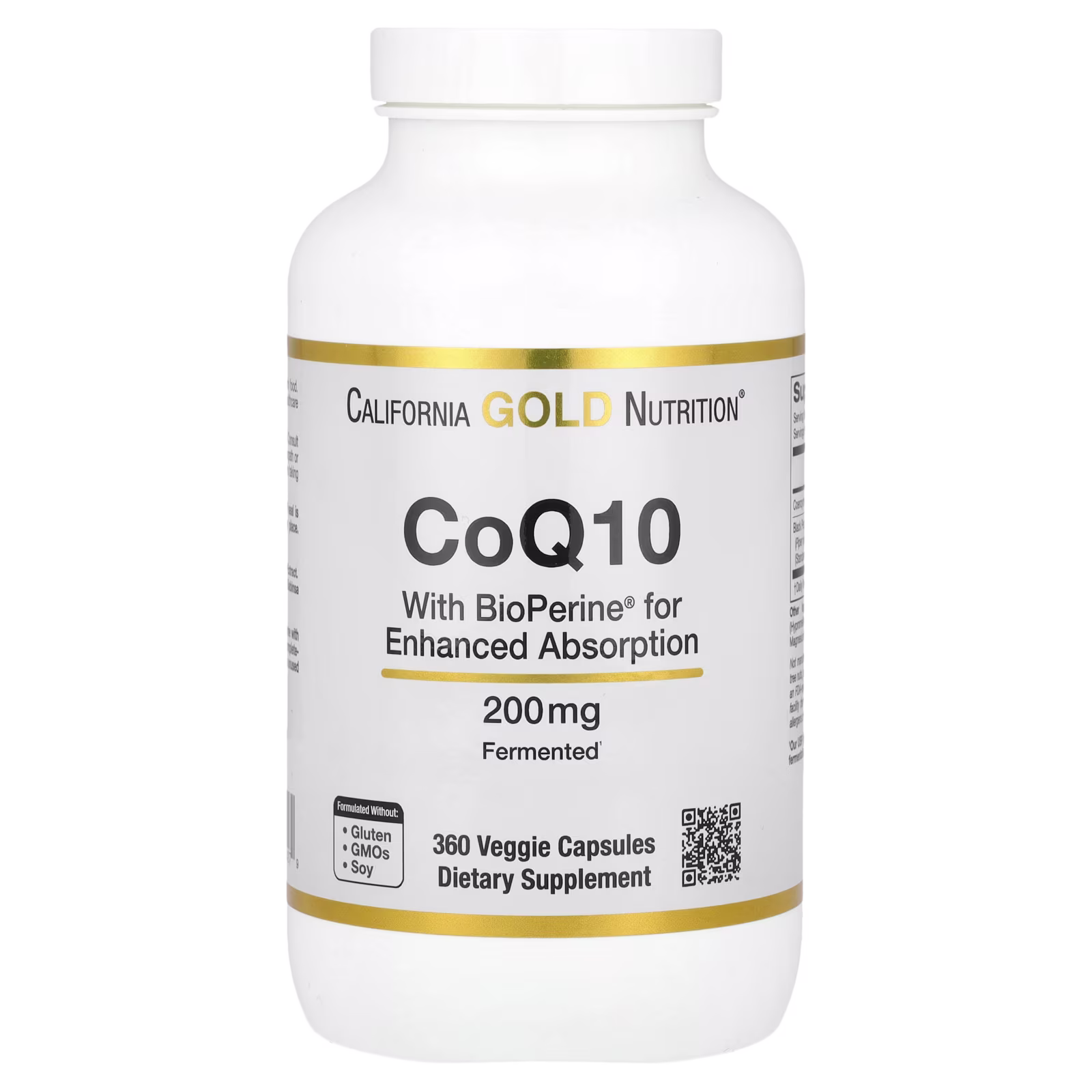 CoQ10 with Bioperine® Black Pepper Extract, 200 mg, 360 cápsulas vegetales, California Gold Nutrition