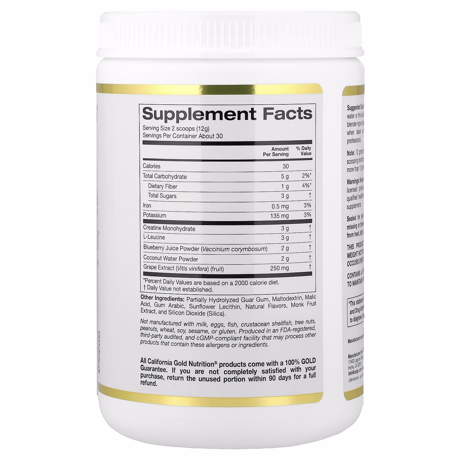 Creatine Cognitive Formula™, Fórmula con L-leucina, arándano azul, coco y extracto de uva, 354 g (12,49 oz), California Gold Nutrition