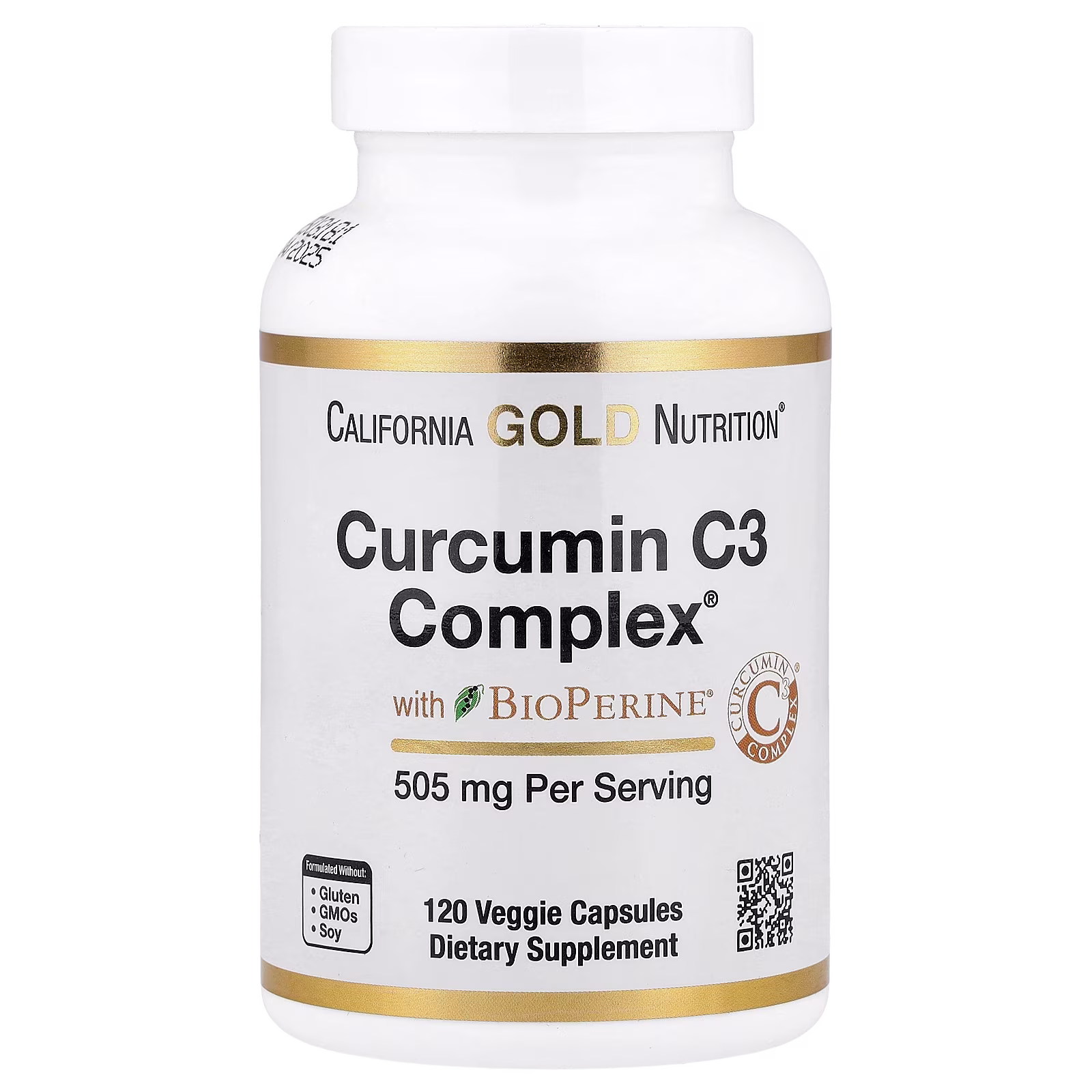Curcumin C3 Complex® with BioPerine® Black Pepper Extract, Complejo de cúrcuma y curcumina con extracto de pimienta negra BioPerine®, Biodisponibilidad mejorada, 120 cápsulas vegetales, California Gold Nutrition