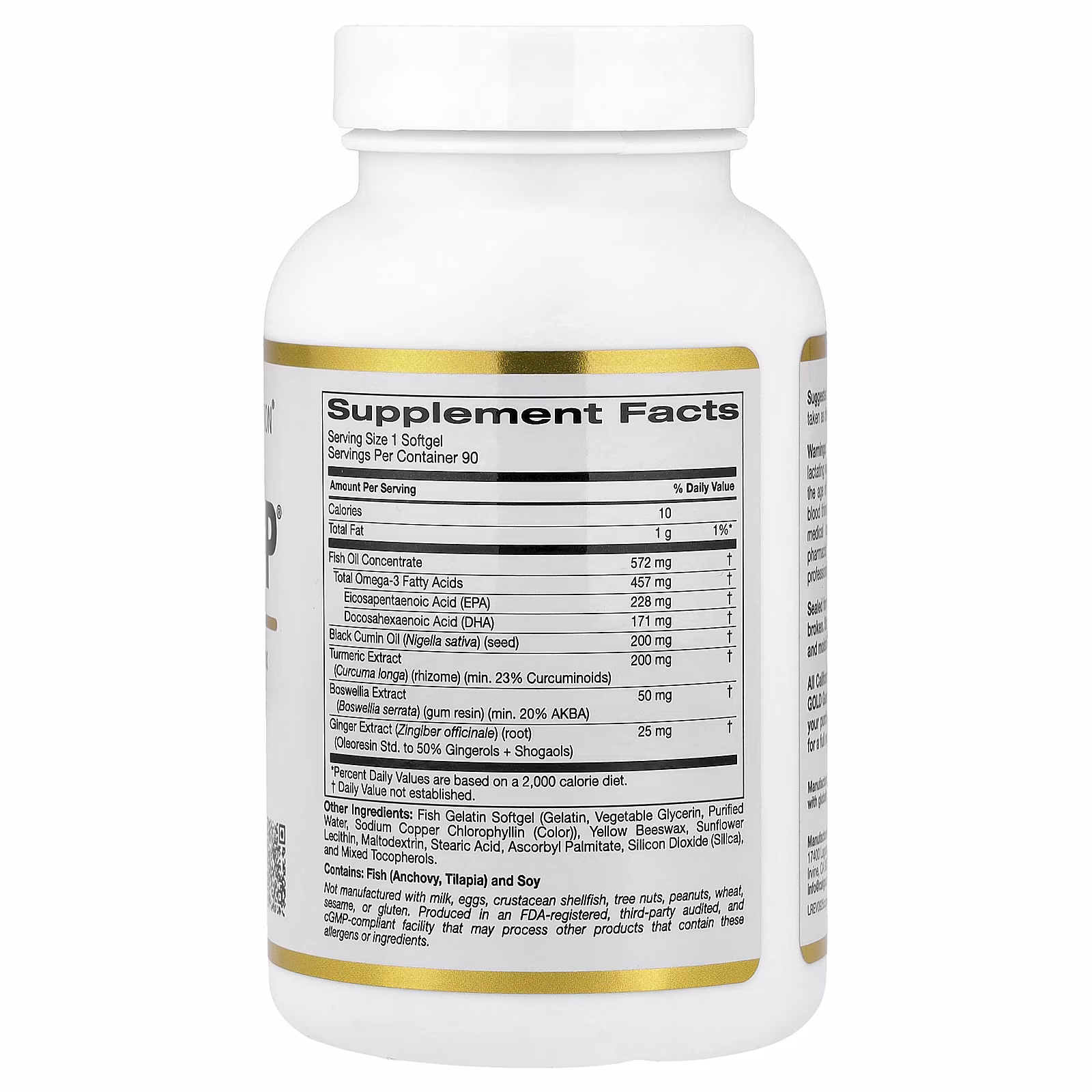 CurcuminUP™ with Omega-3 Curcumin Complex, aceite de semilla de comino negro, Boswellia y jengibre, 90 cápsulas blandas de gelatina de pescado, California Gold Nutrition