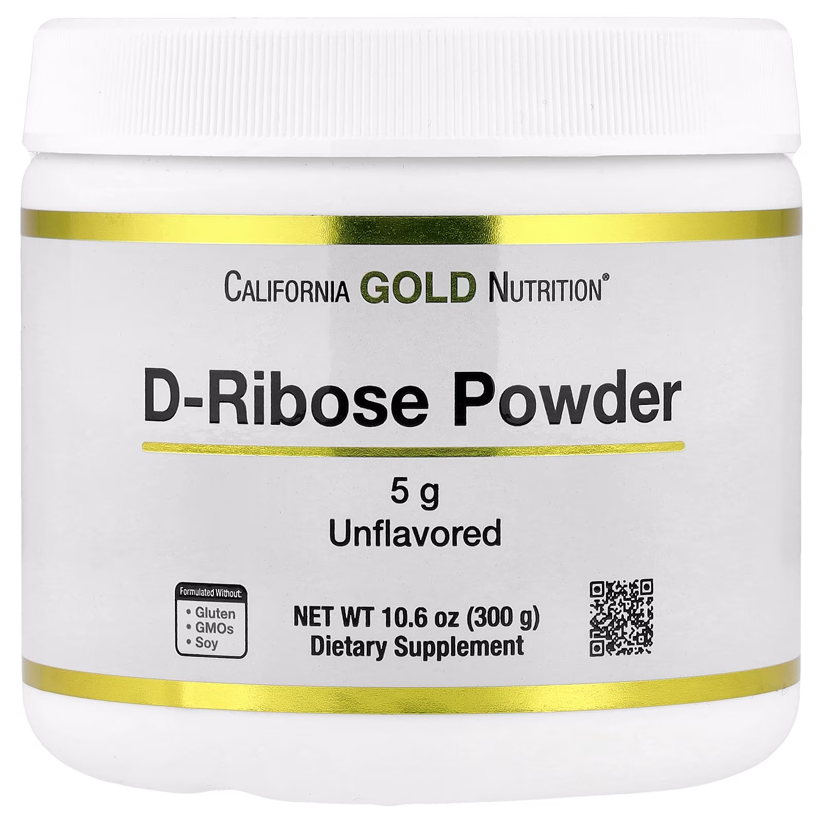 D-ribosa en polvo, Sin sabor, 300 g (10,6 oz), California Gold Nutrition