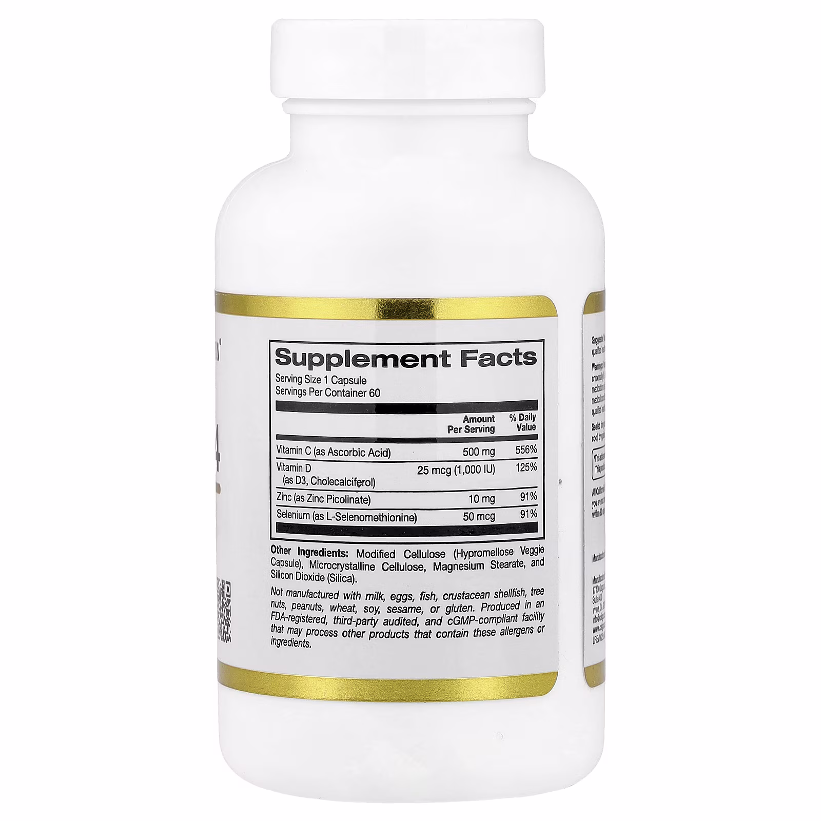 Defender 4, vitamina D, zinc y selenio, 60 cápsulas vegetales, California Gold Nutrition