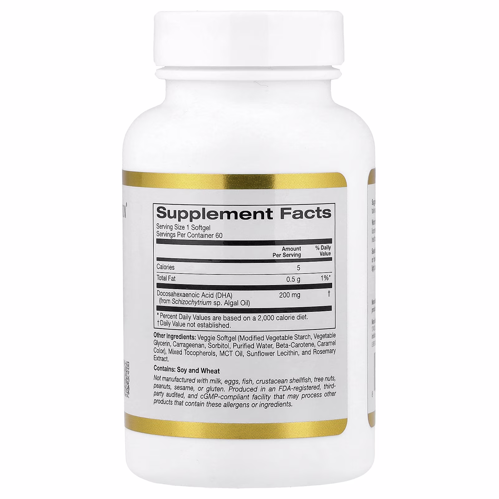 DHA proveniente de algas marinas, 200 mg, 60 cápsulas blandas vegetales, California Gold Nutrition