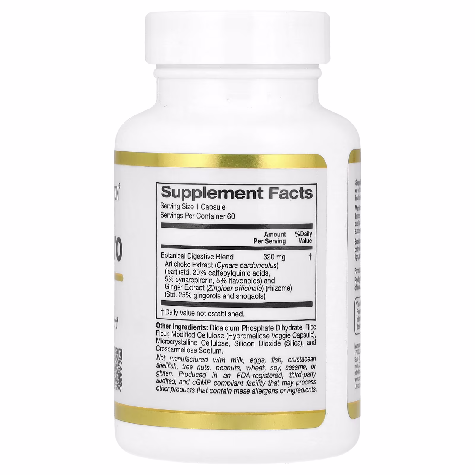 Suplemento para promover la digestión con ProDigest®, Mezcla botánica digestiva de extractos de alcachofa y jengibre, 320 mg, 60 cápsulas vegetales, California Gold Nutrition