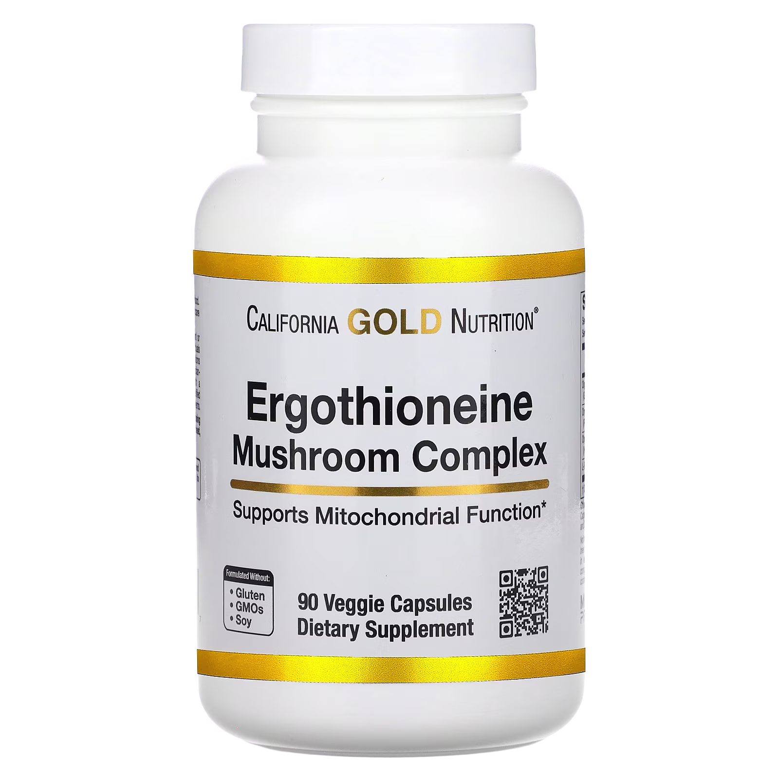 Complejo de hongos y ergotioneína con extractos de hongos maitake, gírgola y melena de león orgánicos y L-ergotioneína, 90 cápsulas vegetales, California Gold Nutrition