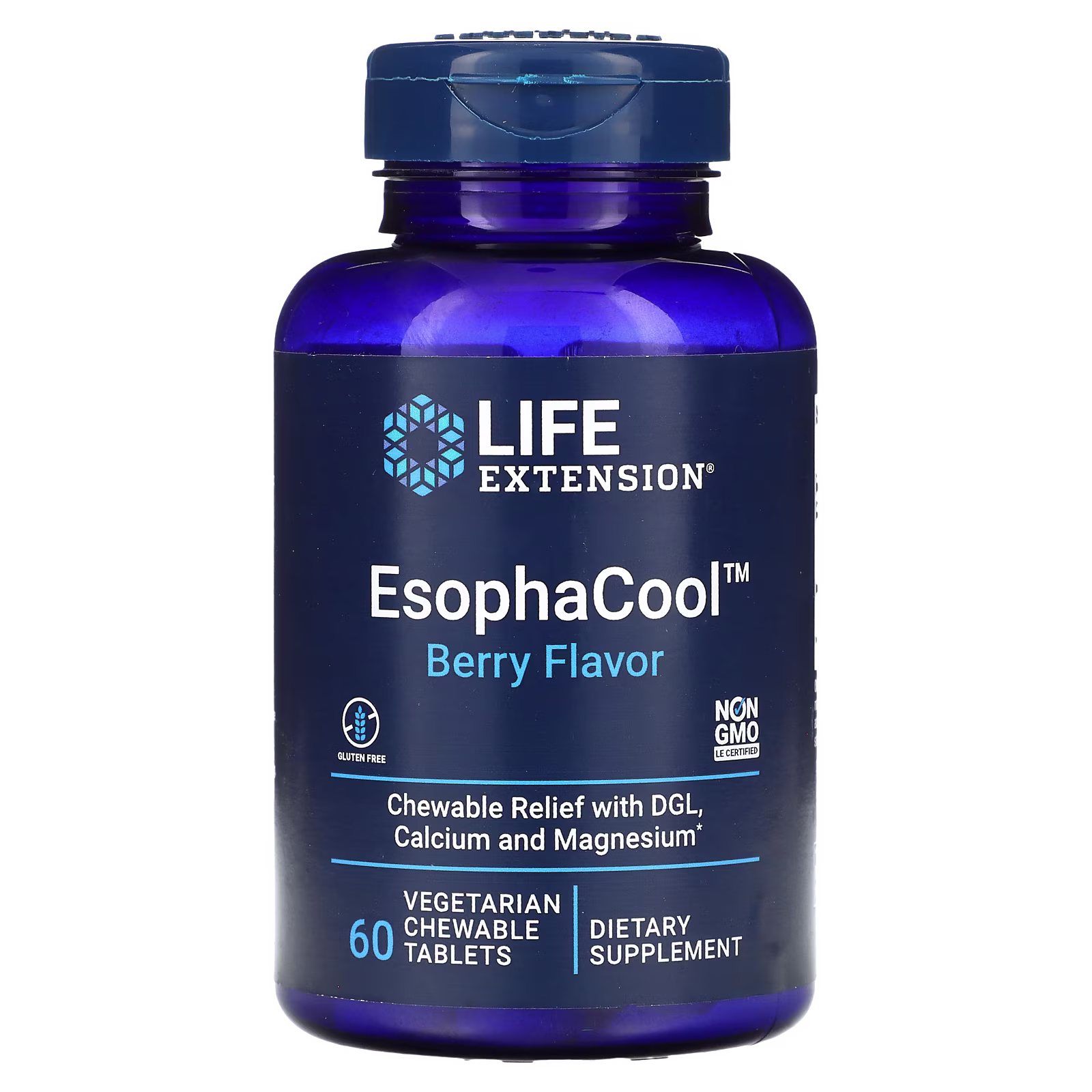 EsophaCool Sabor Bayas, 60 tabletas masticables vegetales - Life Extension
