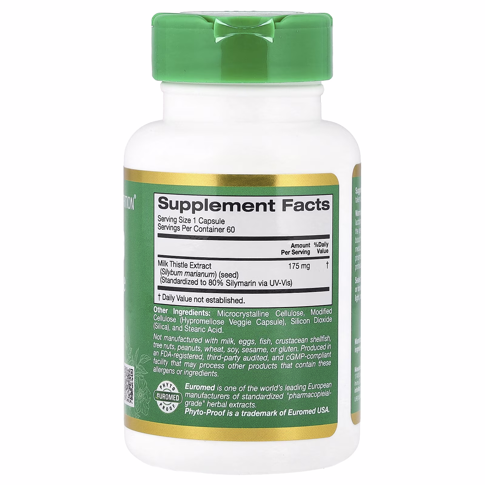 EuroHerbs, Extracto de cardo mariano, Calidad Euromed, 175 mg, 60 cápsulas vegetales, California Gold Nutrition