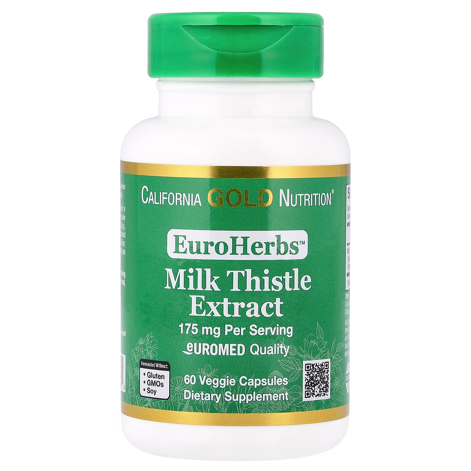 EuroHerbs, Extracto de cardo mariano, Calidad Euromed, 175 mg, 60 cápsulas vegetales, California Gold Nutrition