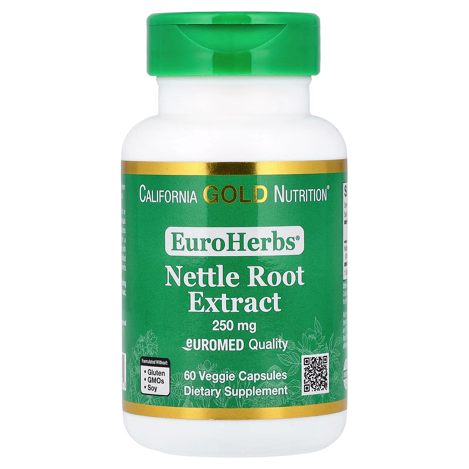 EuroHerbs®, Extracto de raíz de ortiga, Calidad Euromed, 250 mg, 60 cápsulas vegetales, California Gold Nutrition