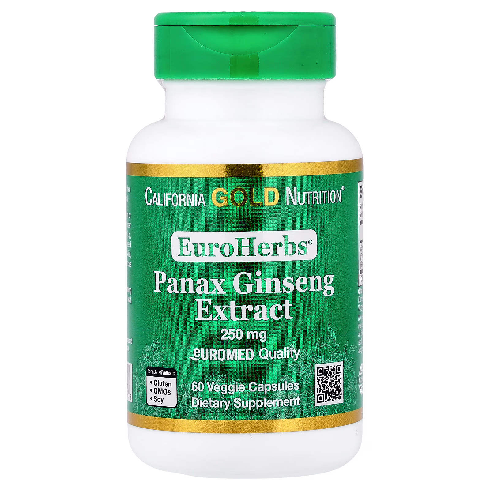 EuroHerbs®, Extracto de Panax ginseng, Calidad Euromed, 250 mg, 60 cápsulas vegetales, California Gold Nutrition