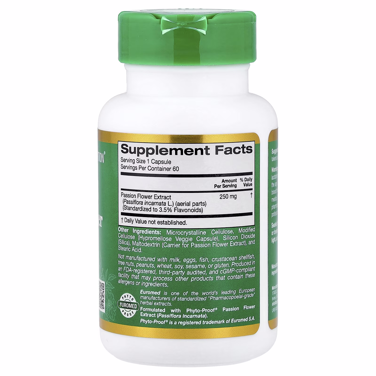 EuroHerbs®, Extracto de flor de la pasión, Calidad Euromed, 250 mg, 60 cápsulas vegetales, California Gold Nutrition