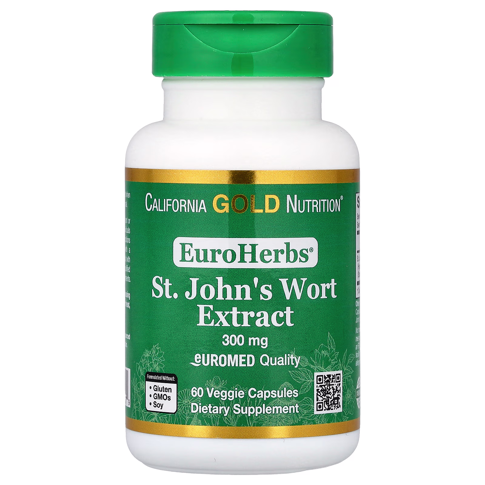 EuroHerbs™, Extracto de hierba de San Juan, Calidad Euromed, 300 mg, 60 cápsulas vegetales, California Gold Nutrition
