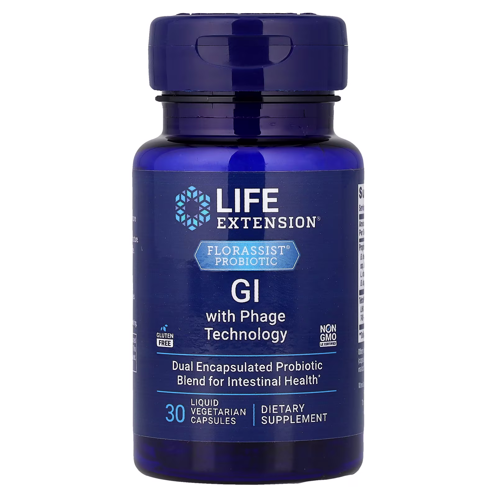 Florassist Probiótico Gastrointestinal con Tecnología de Fagos, 30 cápsulas vegetales, Life Extension