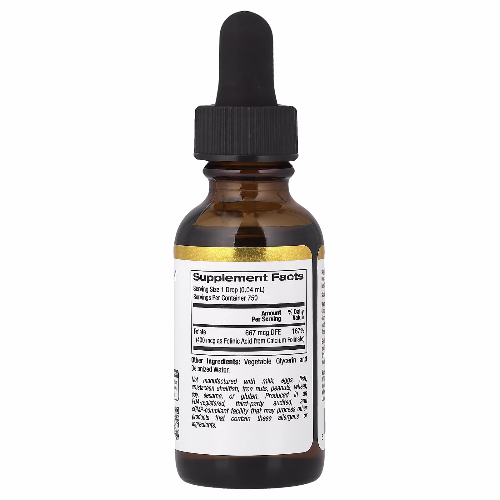 Ácido folínico, Sin alcohol, 30 ml (1 oz. líq.), California Gold Nutrition