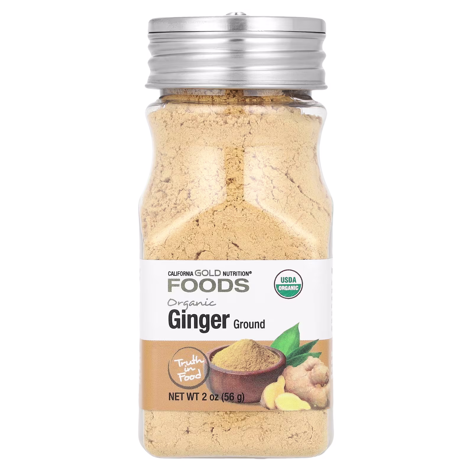 Foods, Jengibre orgánico, Molido, 56 g (2 oz), California Gold Nutrition