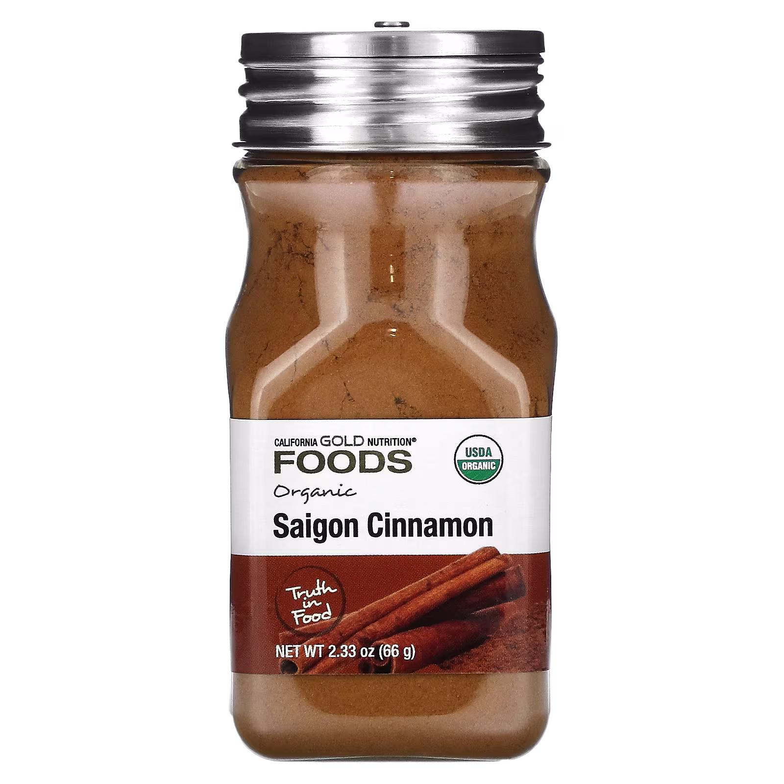 Foods, Canela de Saigón orgánica, 66 g (2,33 oz), California Gold Nutrition