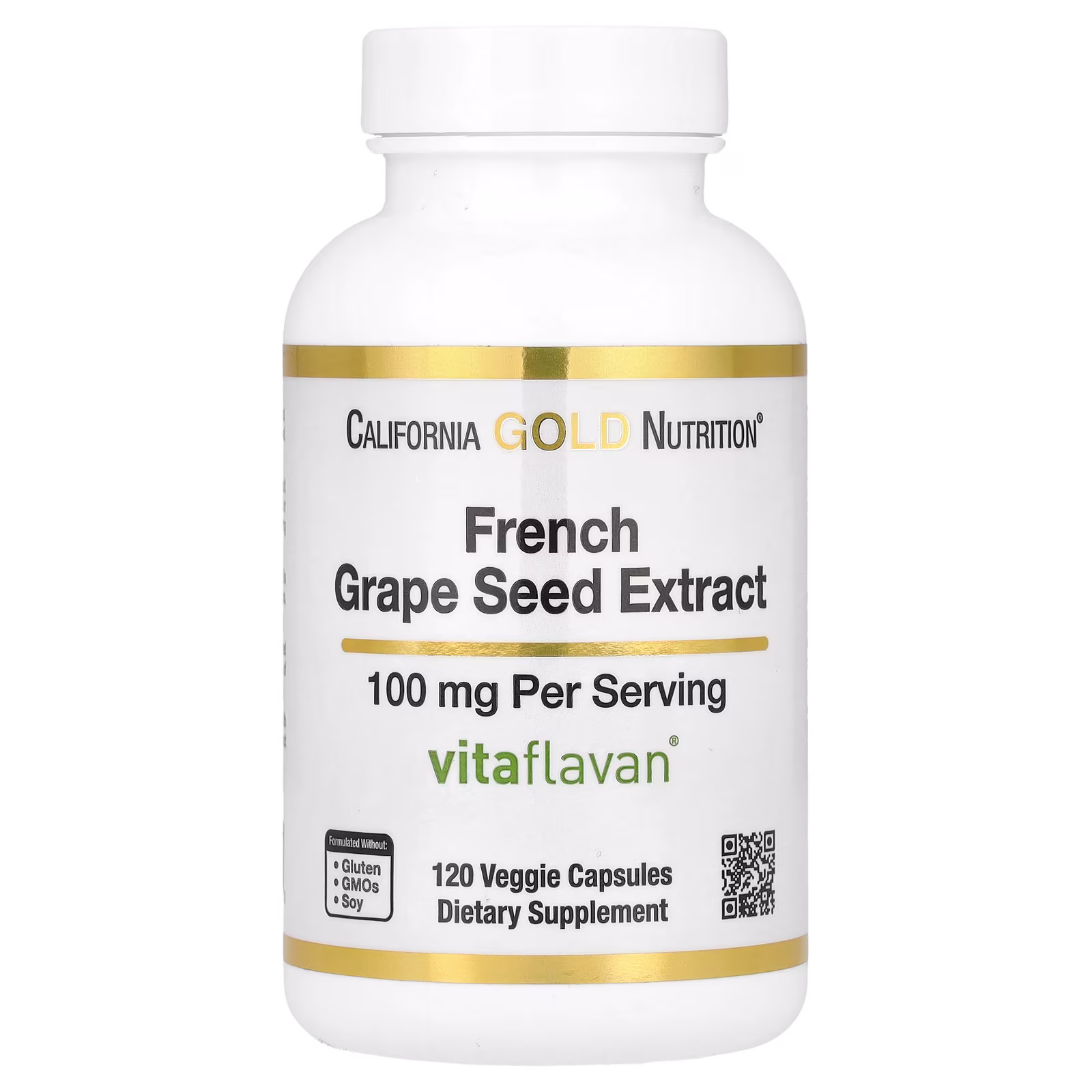 Extracto de semilla de uva francesa, Vitaflavan®, 100 mg, 120 cápsulas vegetales, California Gold Nutrition