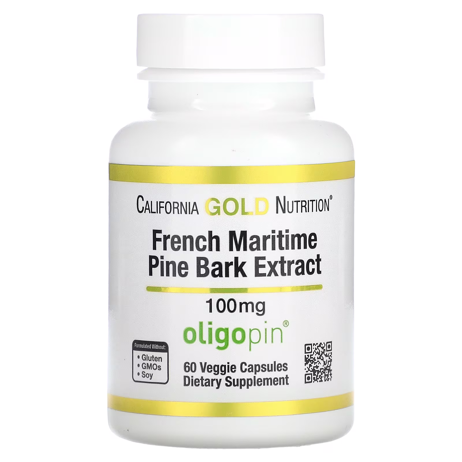 Extracto de corteza de pino marítimo francés, Oligopin, 100 mg, 60 cápsulas vegetales, California Gold Nutrition