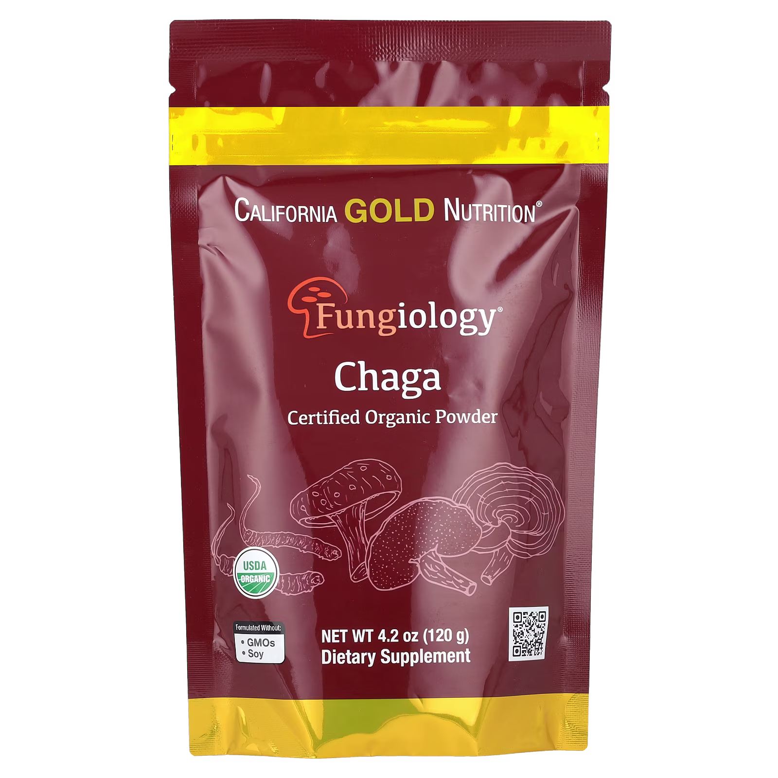 Fungiology®, Chaga orgánico certificado en polvo, 120 g (4,2 oz), California Gold Nutrition