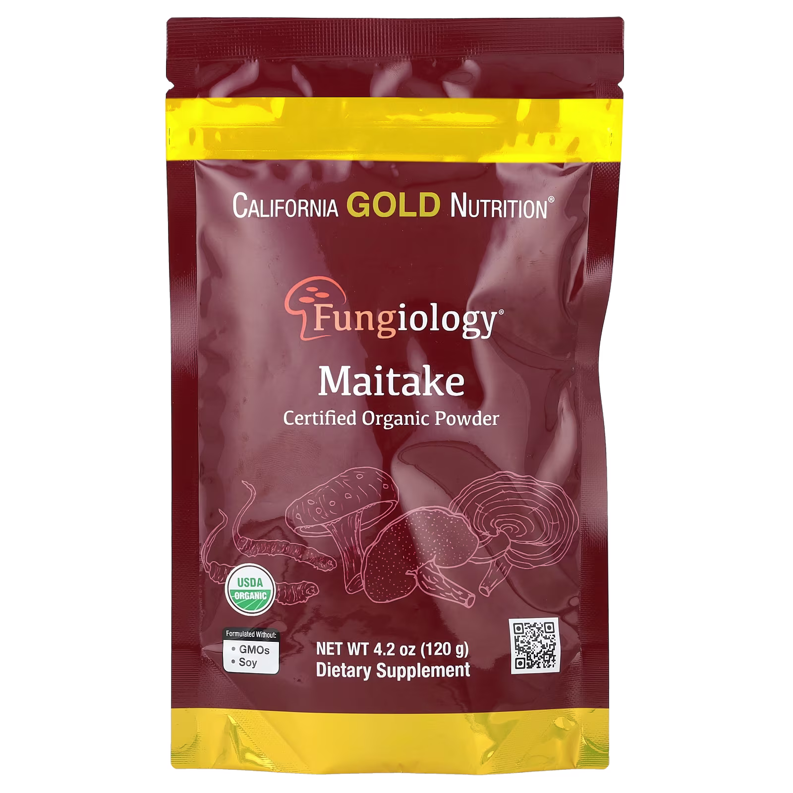 Fungiology®, Maitake orgánico certificado en polvo, 120 g (4,2 oz), California Gold Nutrition