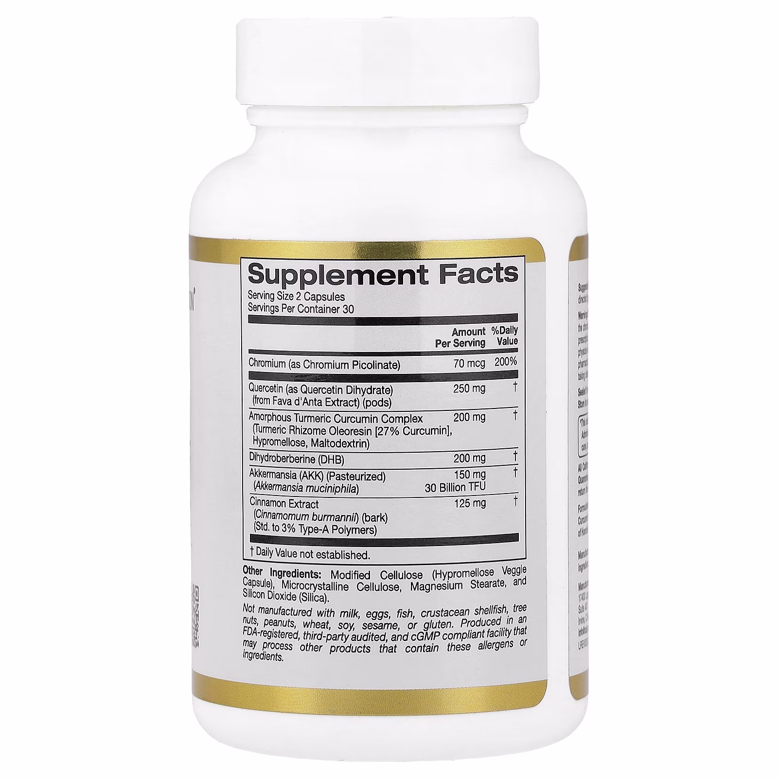 GLP-1 Supreme™, Suplemento para reforzar la salud metabólica con Akkermansia, berberina, quercetina y curcumina, 60 cápsulas vegetales, California Gold Nutrition