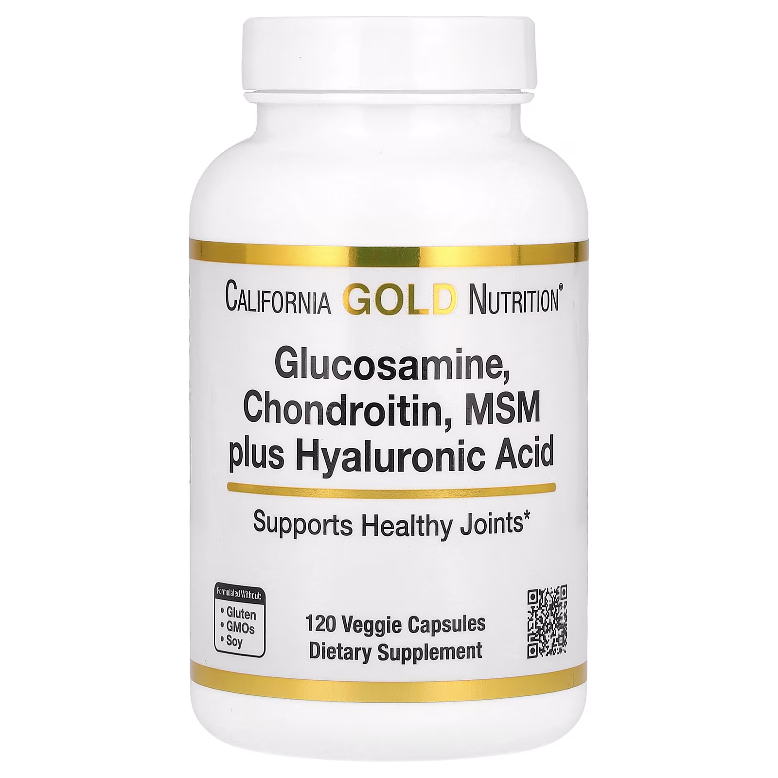 Glucosamine, condroitina y MSM más ácido hialurónico, 120 cápsulas vegetales, California Gold Nutrition