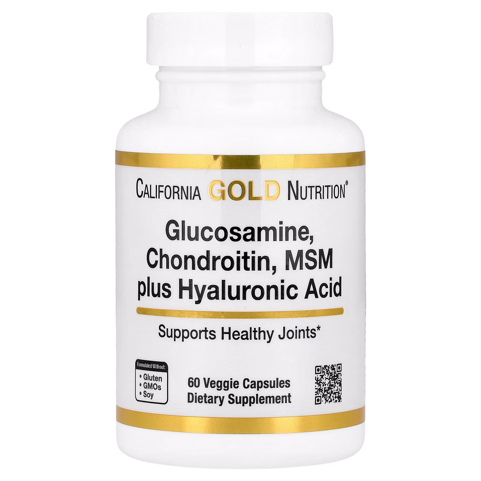 Glucosamine, condroitina y MSM más ácido hialurónico, 60 cápsulas vegetales, California Gold Nutrition