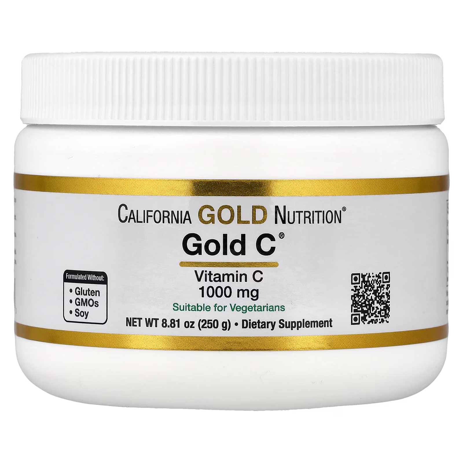 Gold C® Powder, Vitamina C verificada por la Farmacopea de EE. UU. (USP), 1000 mg, 250 g (8,81 oz), California Gold Nutrition