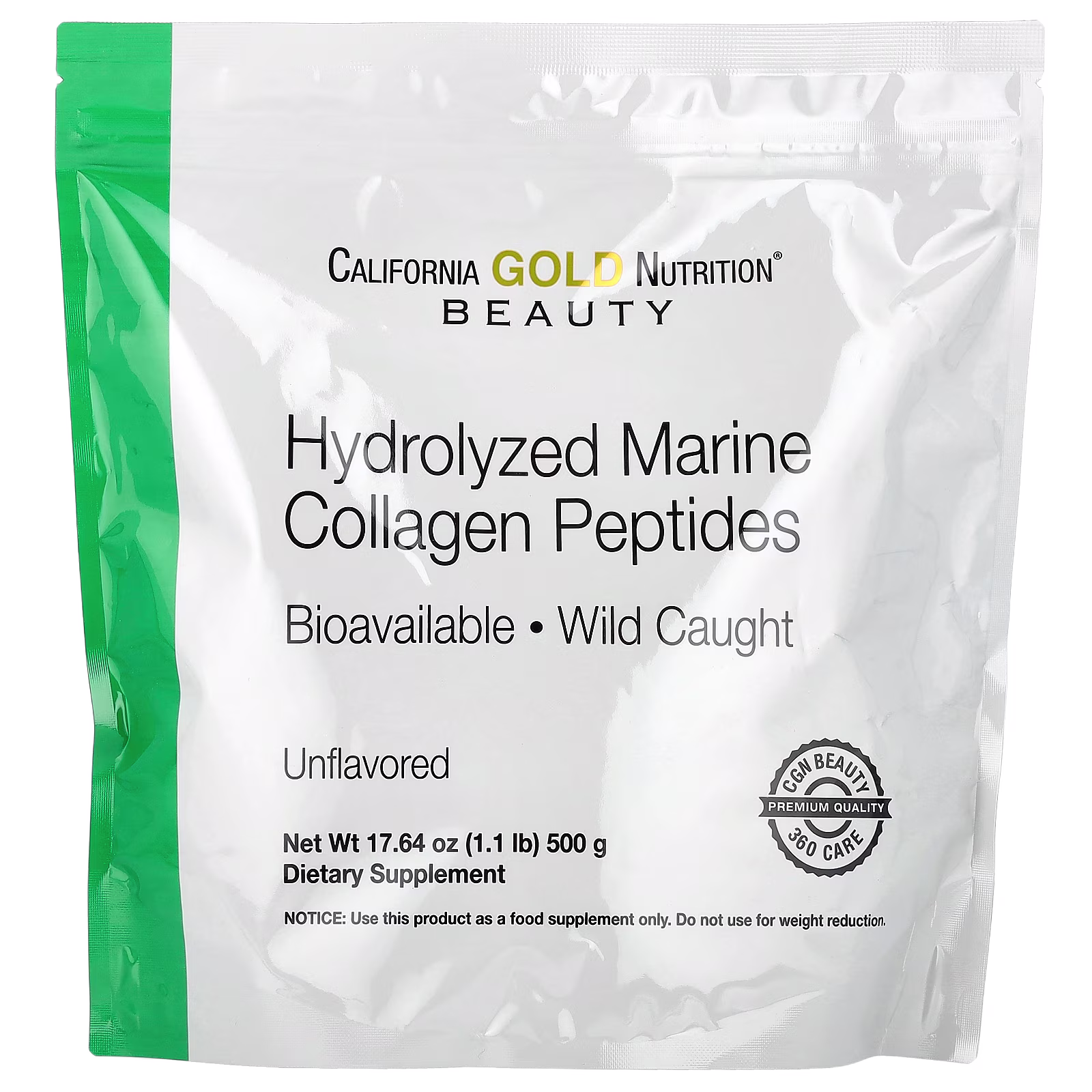 Hydrolyzed Marine Collagen Peptides, Sin sabor, 500 g (1,1 lb), California Gold Nutrition