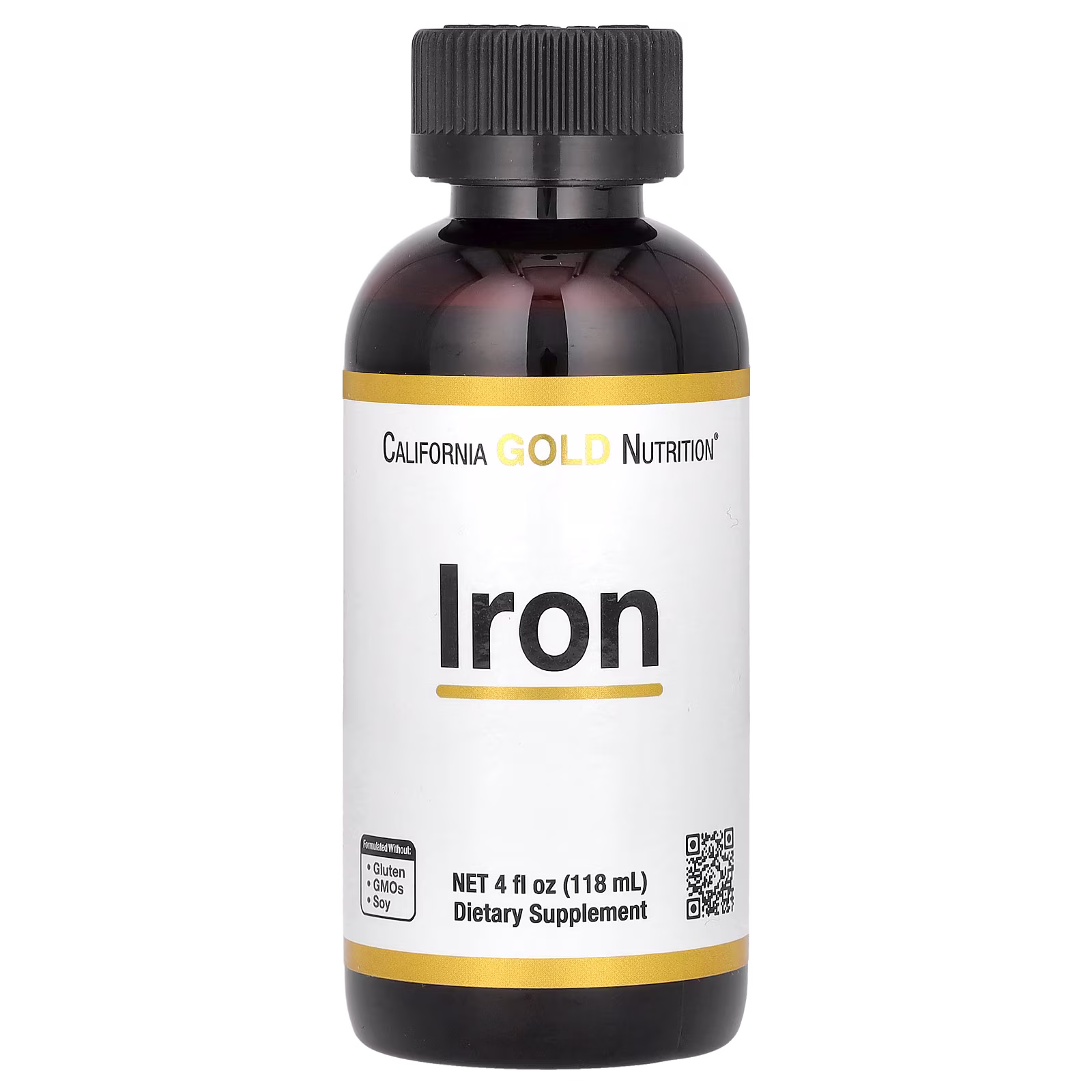 Hierro en forma de quelato de bisglicinato ferroso y raíz de acedera, 118 ml (4 oz. líq.), California Gold Nutrition