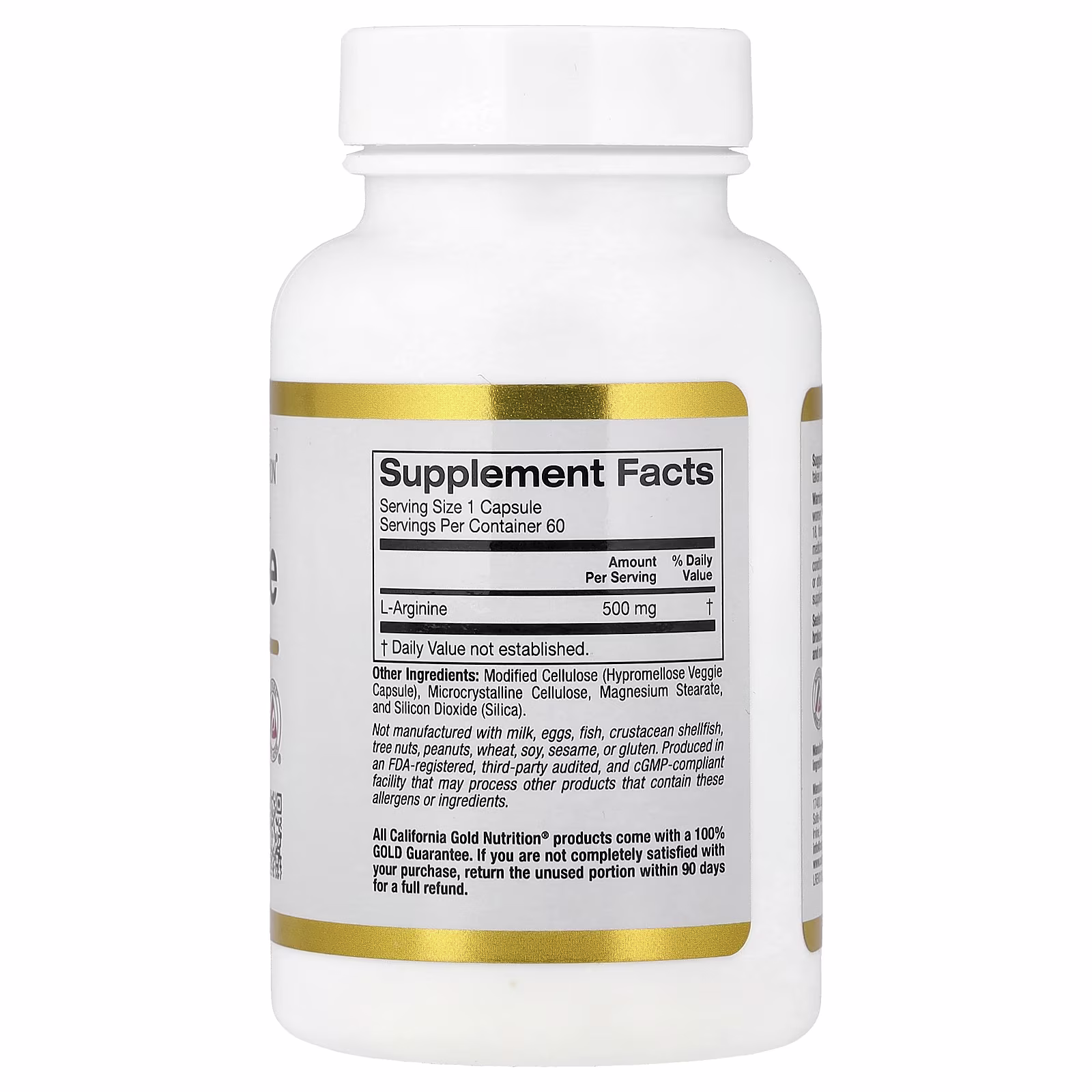 L-arginina, 500 mg, 60 cápsulas vegetales, California Gold Nutrition