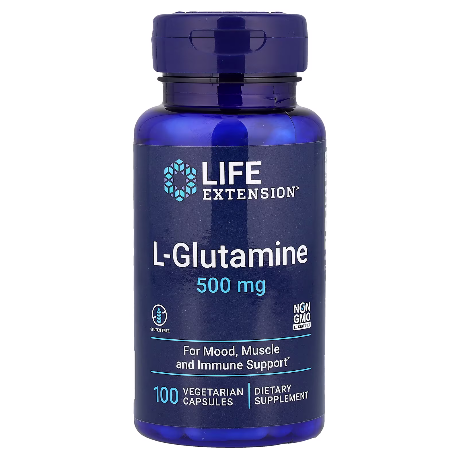 L-Glutamina, 500 mg, 100 cápsulas vegetales, Life Extension