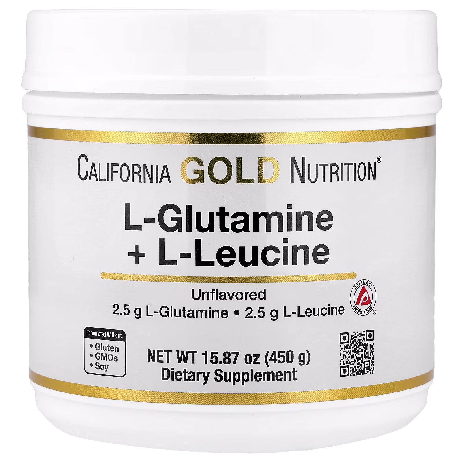 L-glutamina y L-leucina, Sin sabor, 450 g (15,87 oz), California Gold Nutrition