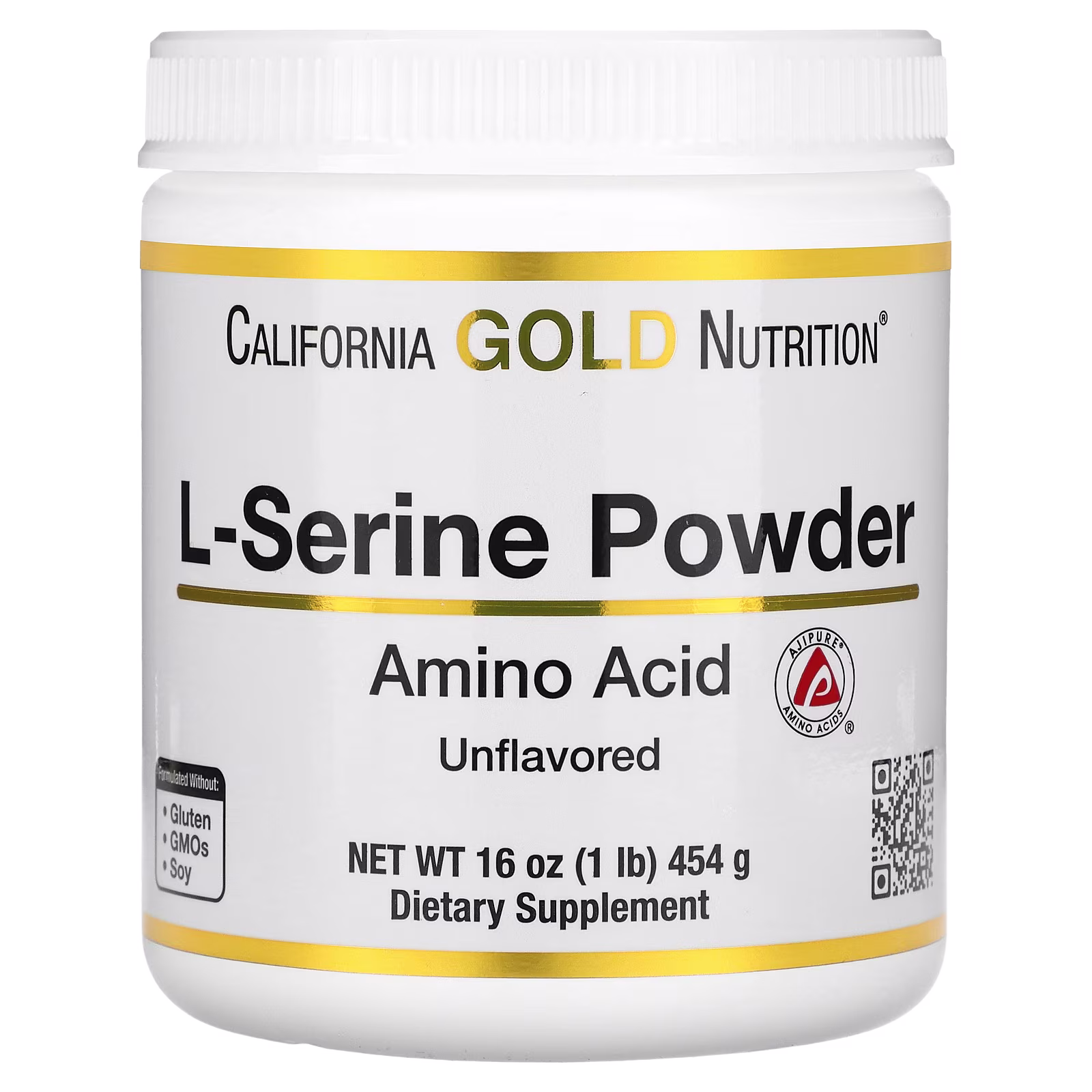 L-serina en polvo, Aminoácido AjiPure, Sin sabor, 454 g (1 lb), California Gold Nutrition