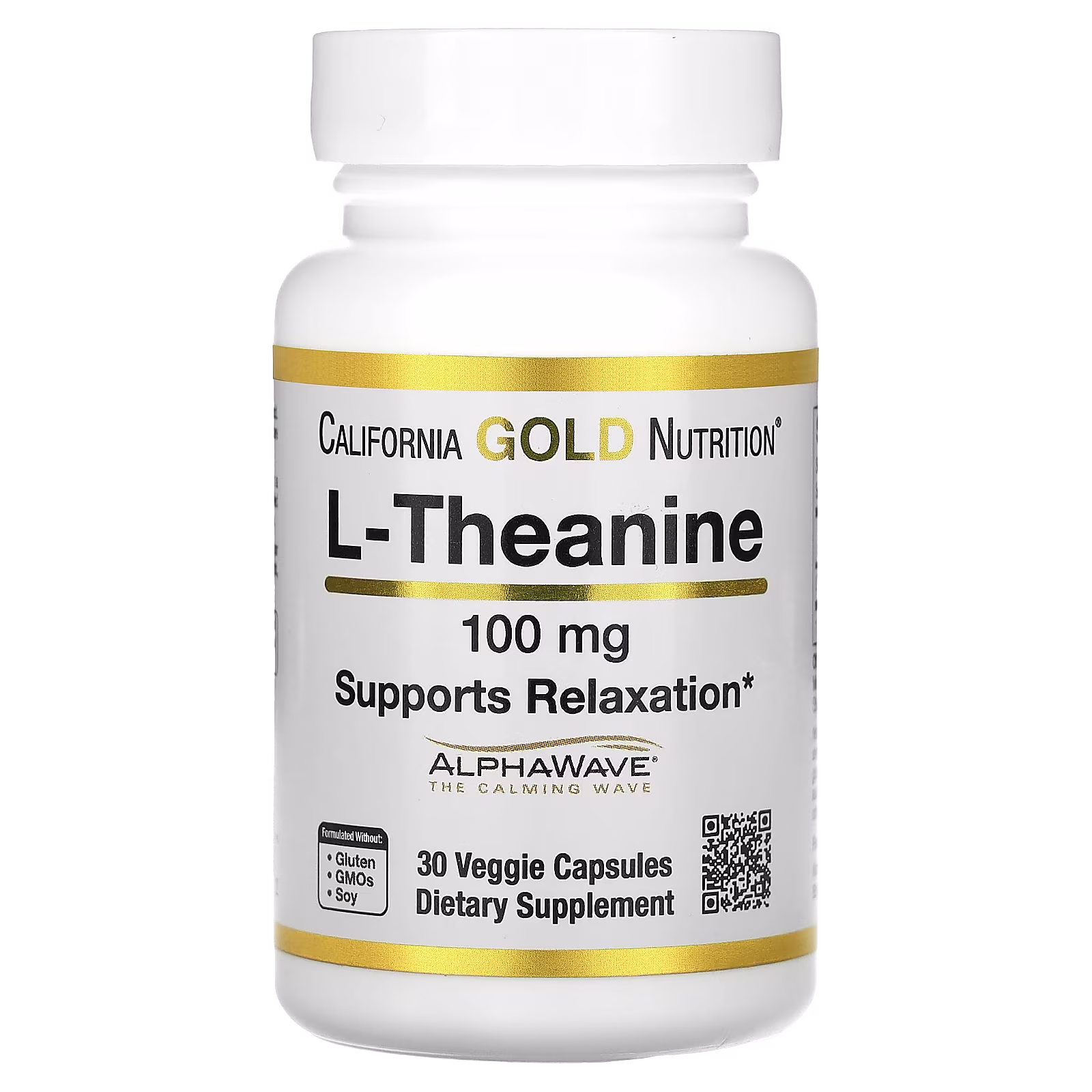 L-Theanine, Con AlphaWave, 100 mg, 30 cápsulas vegetales, California Gold Nutrition