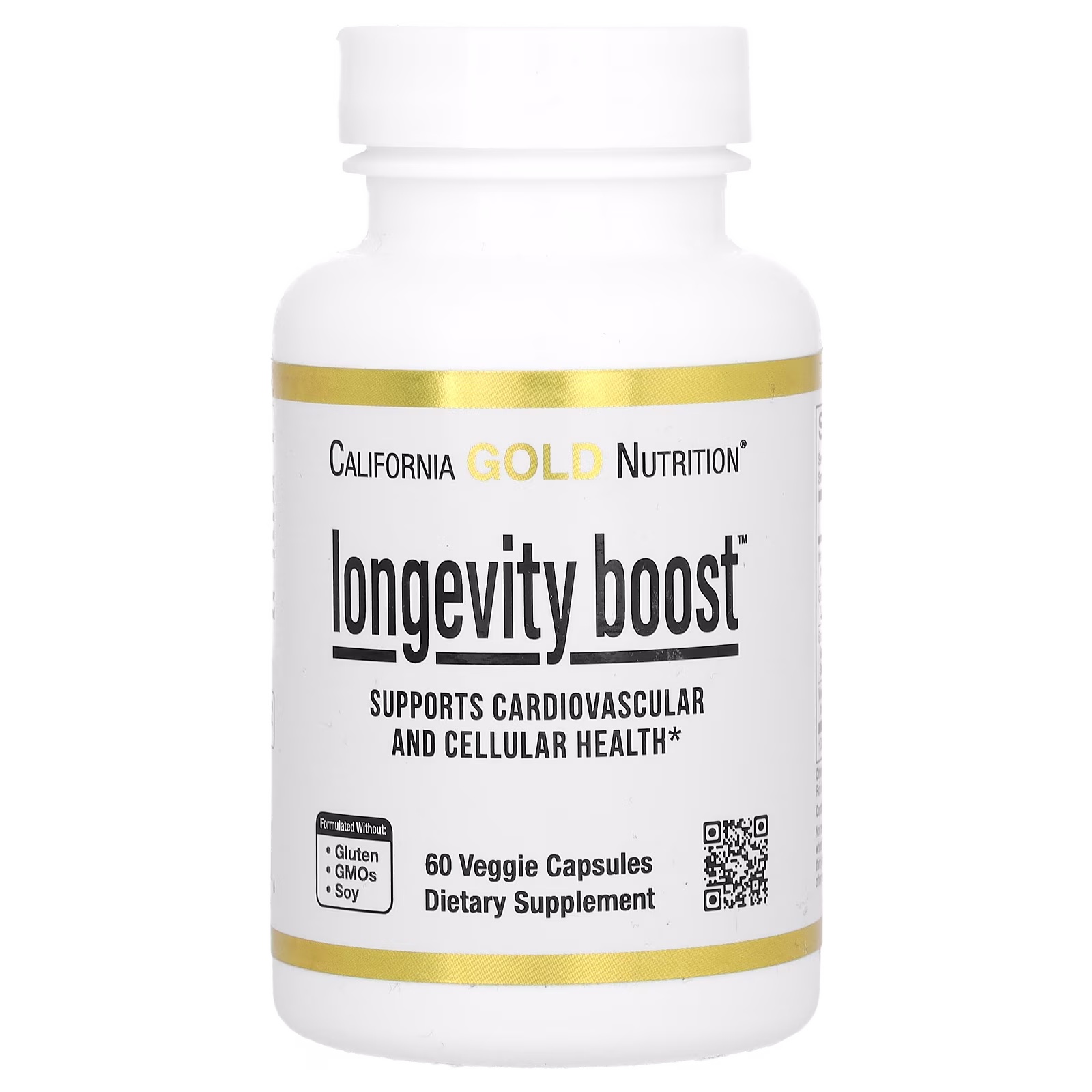 Longevity Boost, con trans-resveratrol, extractos de hoja de olivo y de uva, triglicéridos de cadena media, 60 cápsulas vegetales, California Gold Nutrition