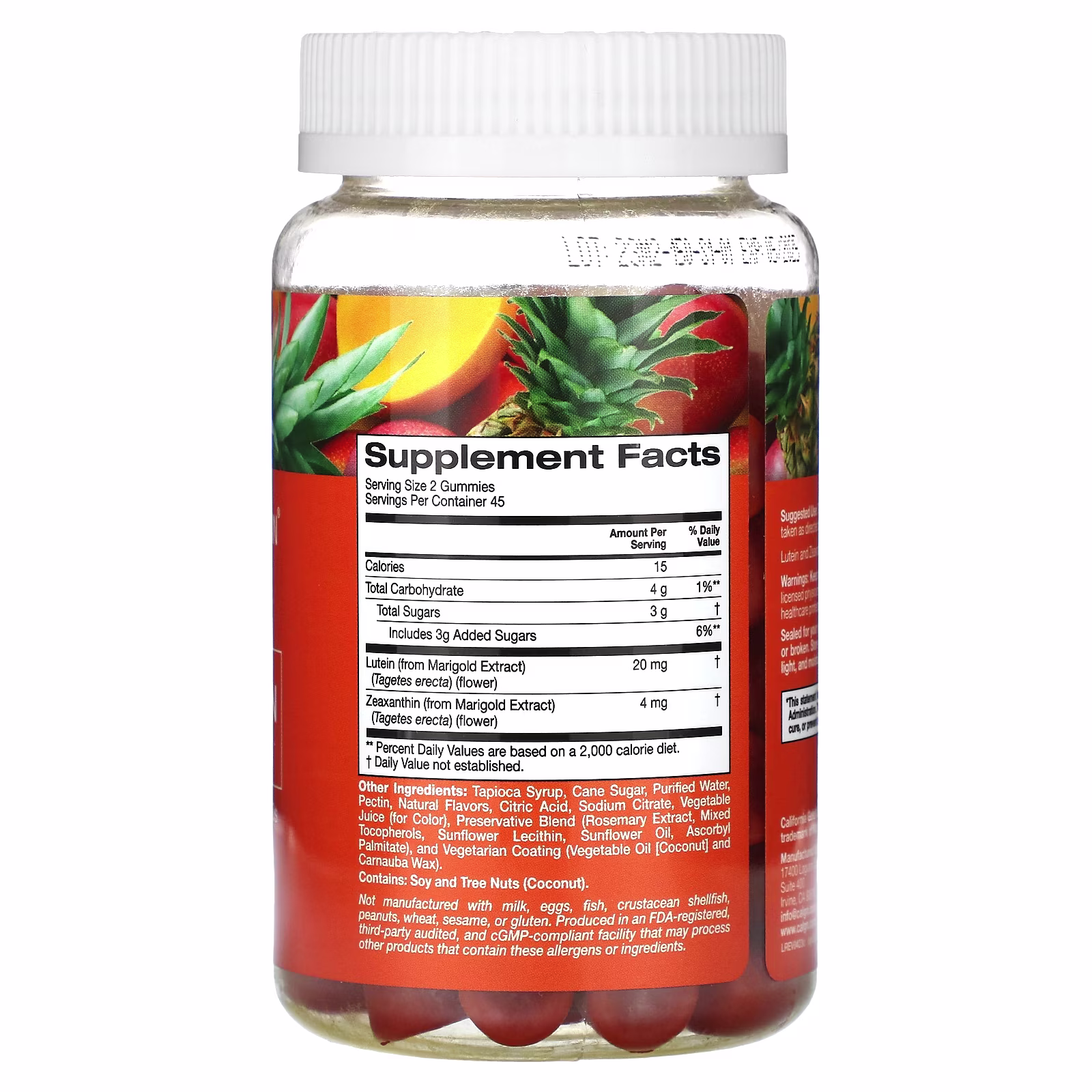 Gomitas de luteína y zeaxantina, Frutas tropicales, 90 gomitas vegetales, California Gold Nutrition
