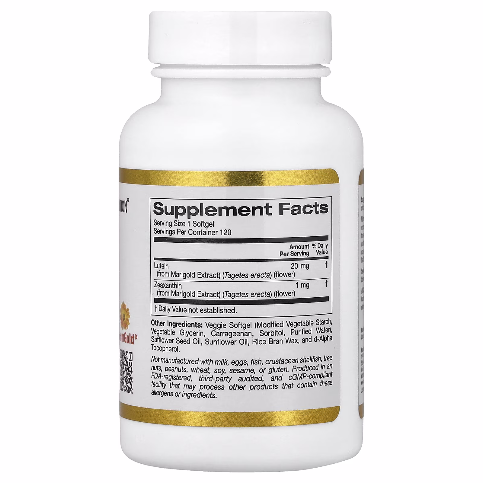 Lutein with Zeaxanthin from Marigold Extract, 120 cápsulas blandas vegetales, California Gold Nutrition