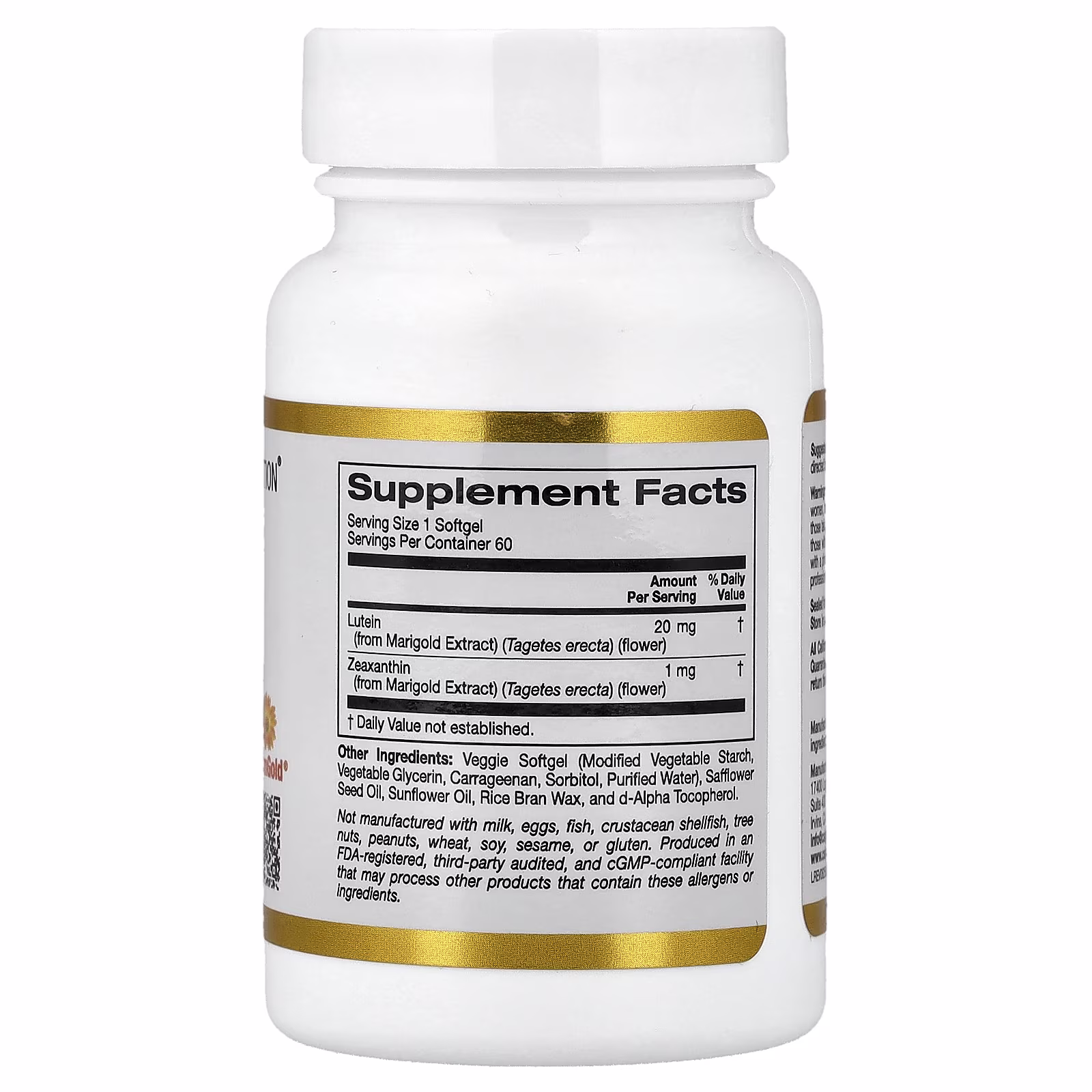 Lutein with Zeaxanthin from Marigold Extract, 60 cápsulas blandas vegetales, California Gold Nutrition