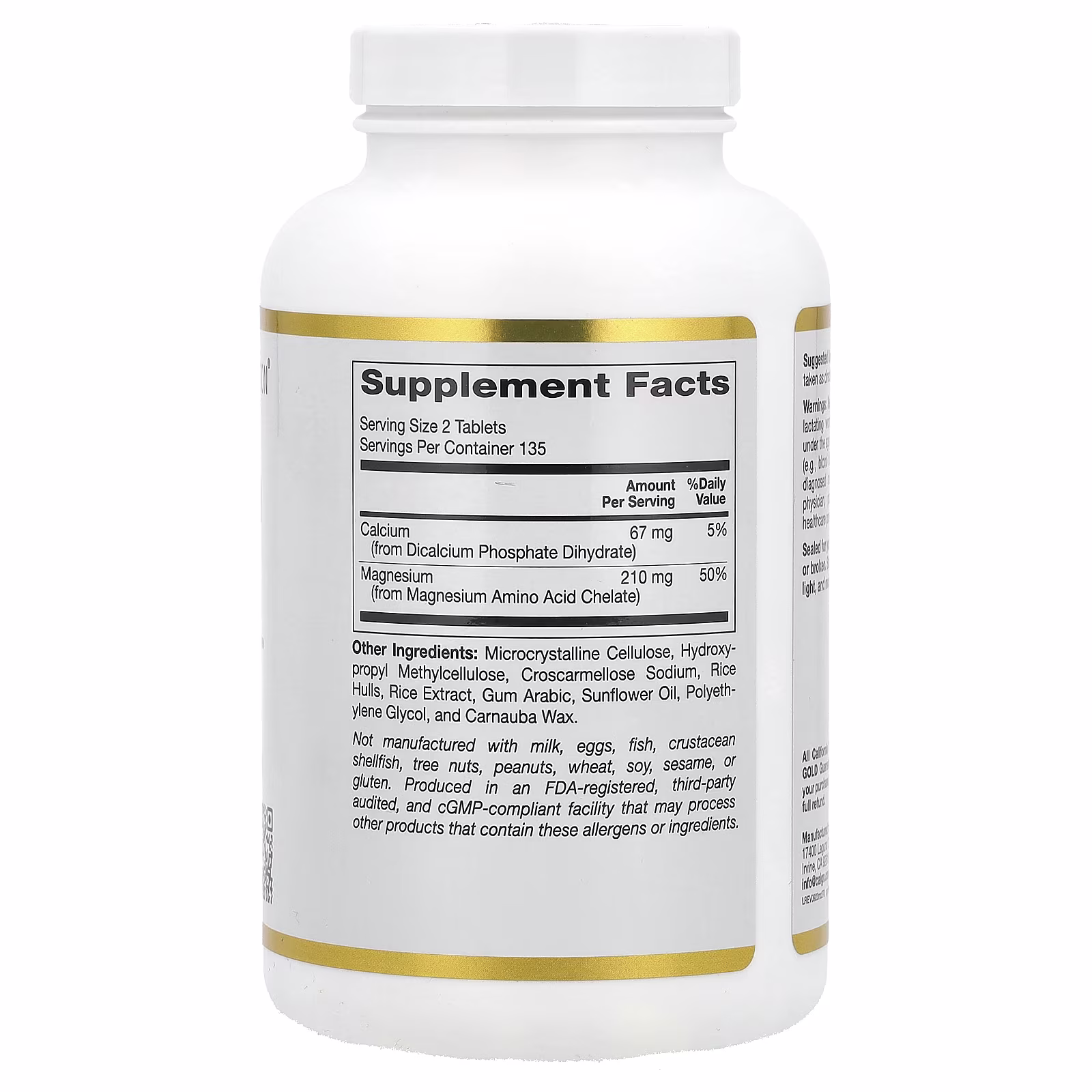 Quelato de magnesio con calcio, 270 tabletas, California Gold Nutrition
