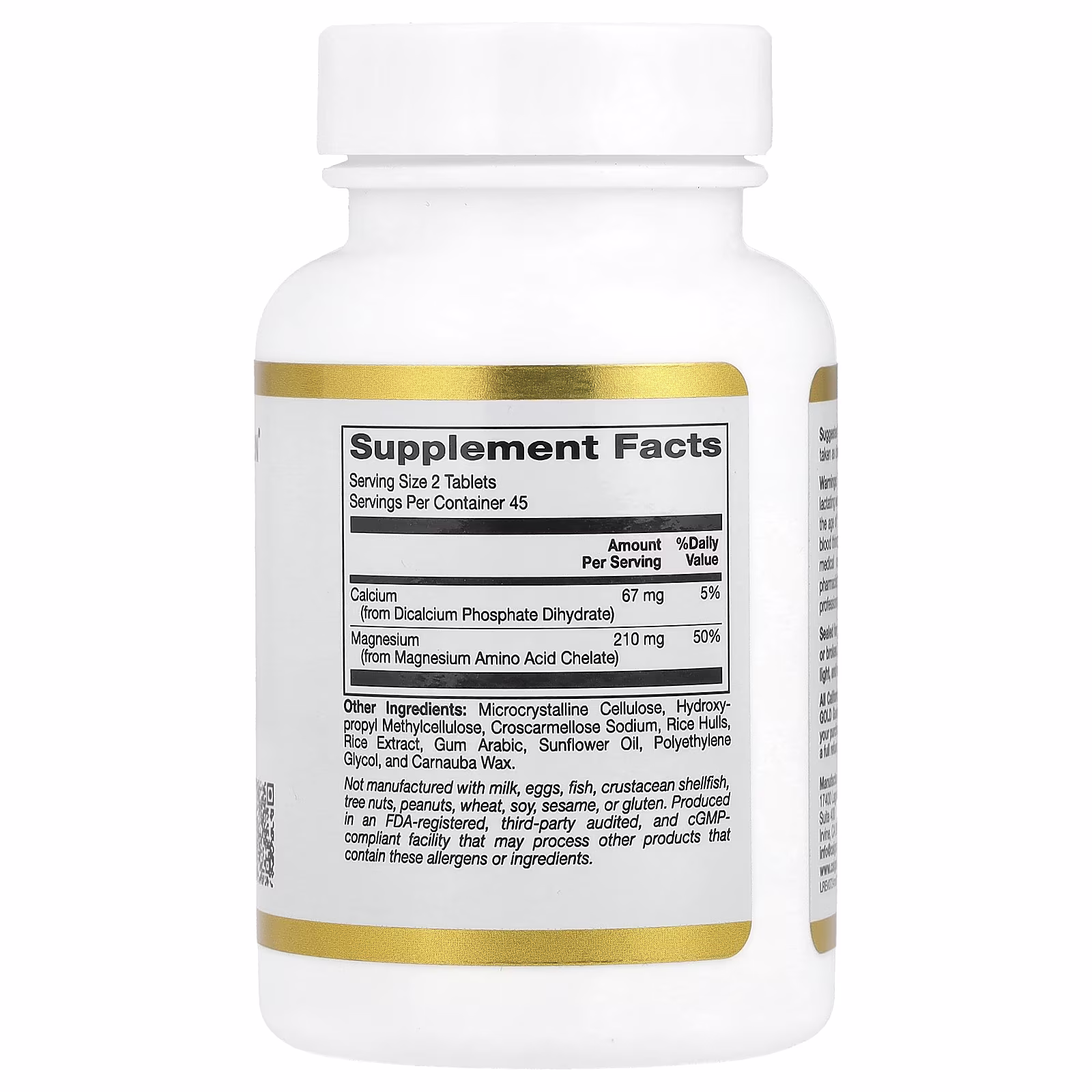 Quelato de magnesio con calcio, 90 tabletas, California Gold Nutrition