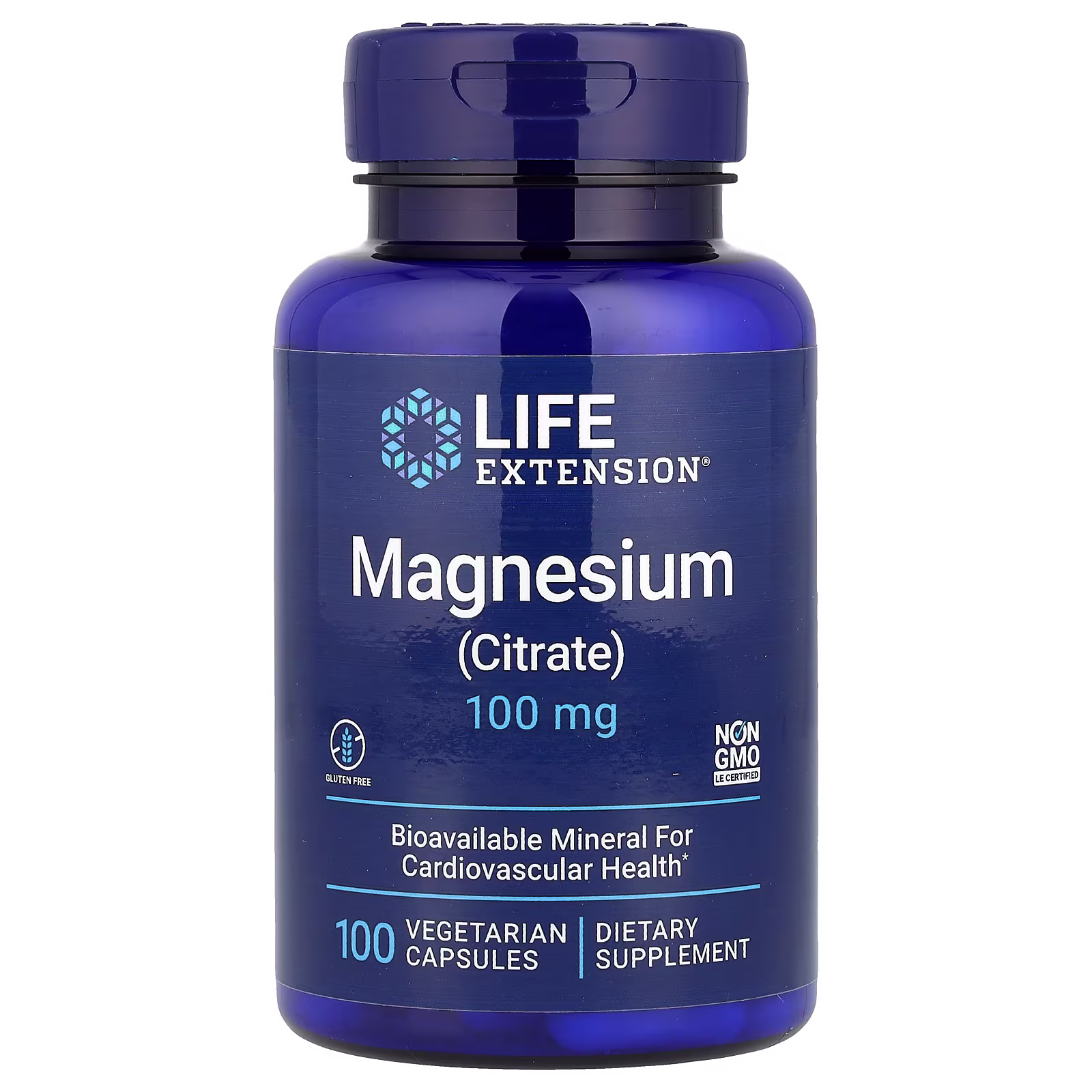 Magnesio Citrato Puro, 100 mg, 100 cápsulas vegetales, Life Extension
