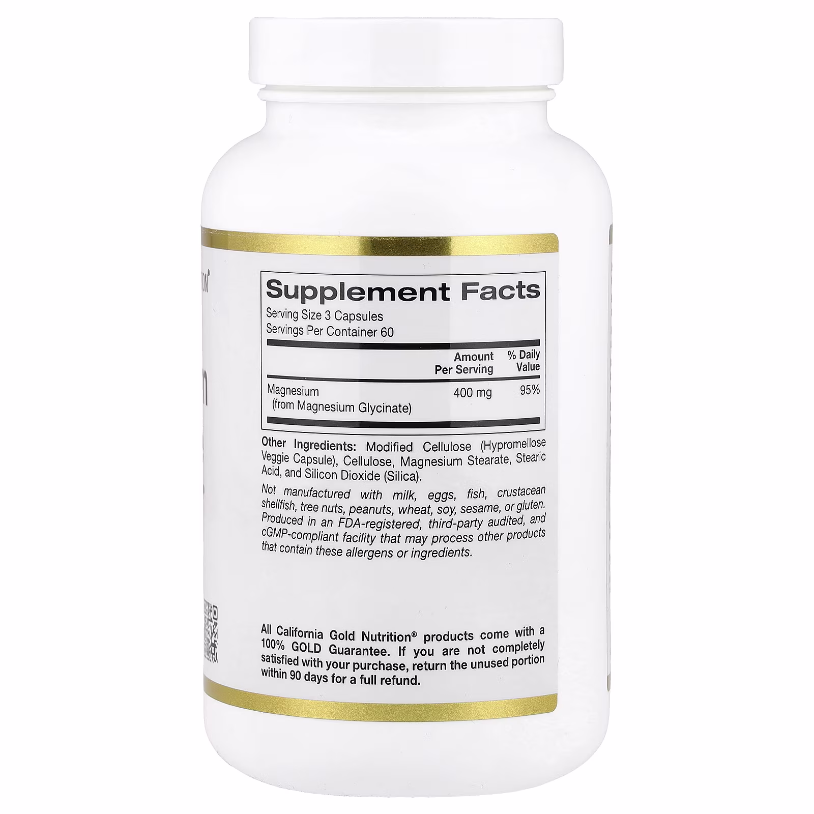 Glicinato de magnesio, 180 cápsulas vegetales (133 mg por cápsula), California Gold Nutrition