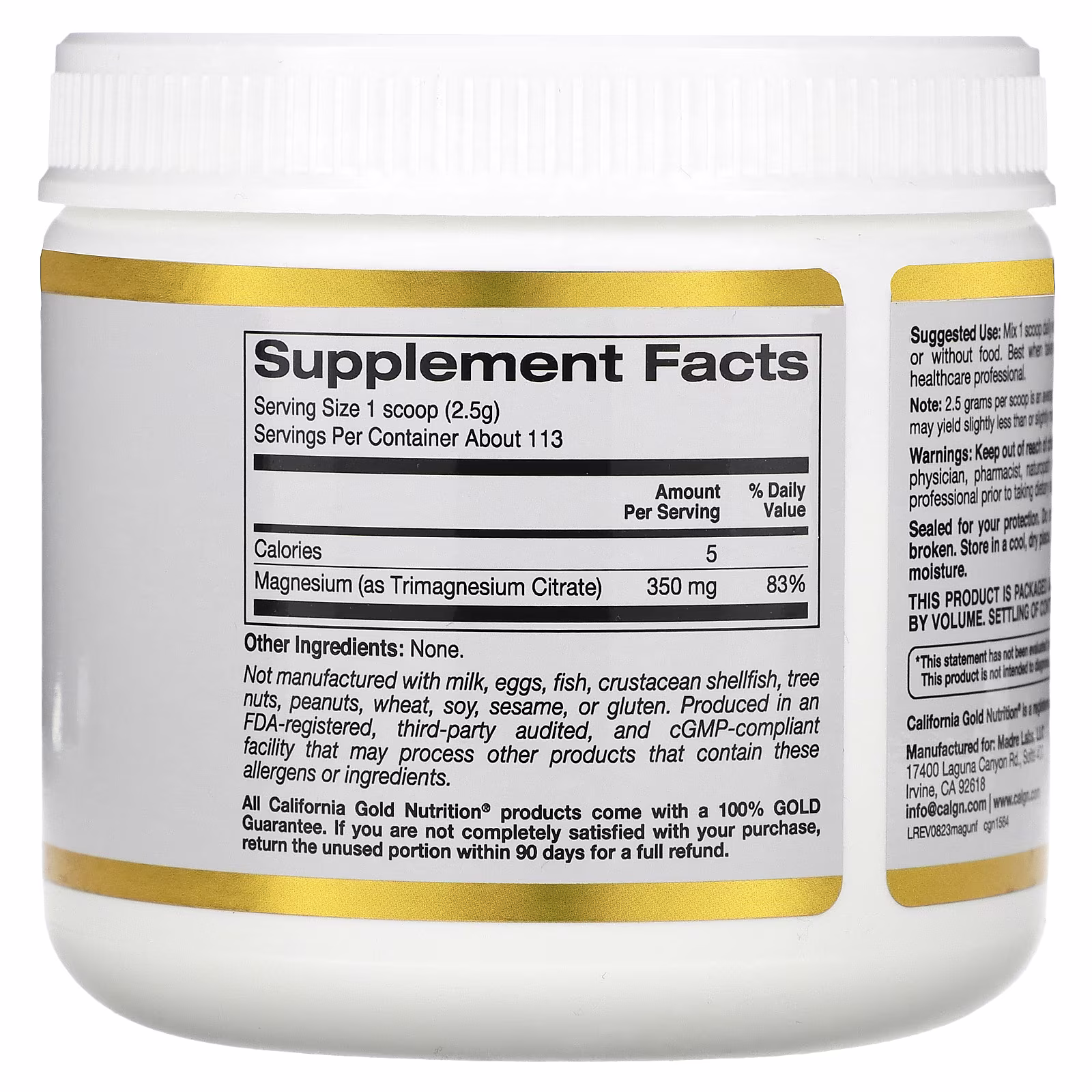 Magnesio en polvo para preparar bebidas, Sin sabor, 283 g (10 oz), California Gold Nutrition