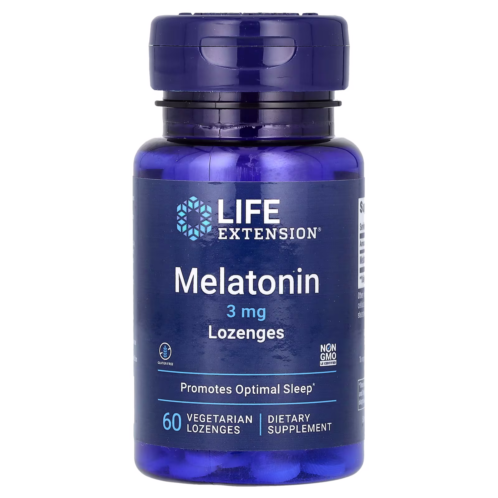 Melatonina, 3 mg, 60 pastillas disolventes vegetales, Life Extension