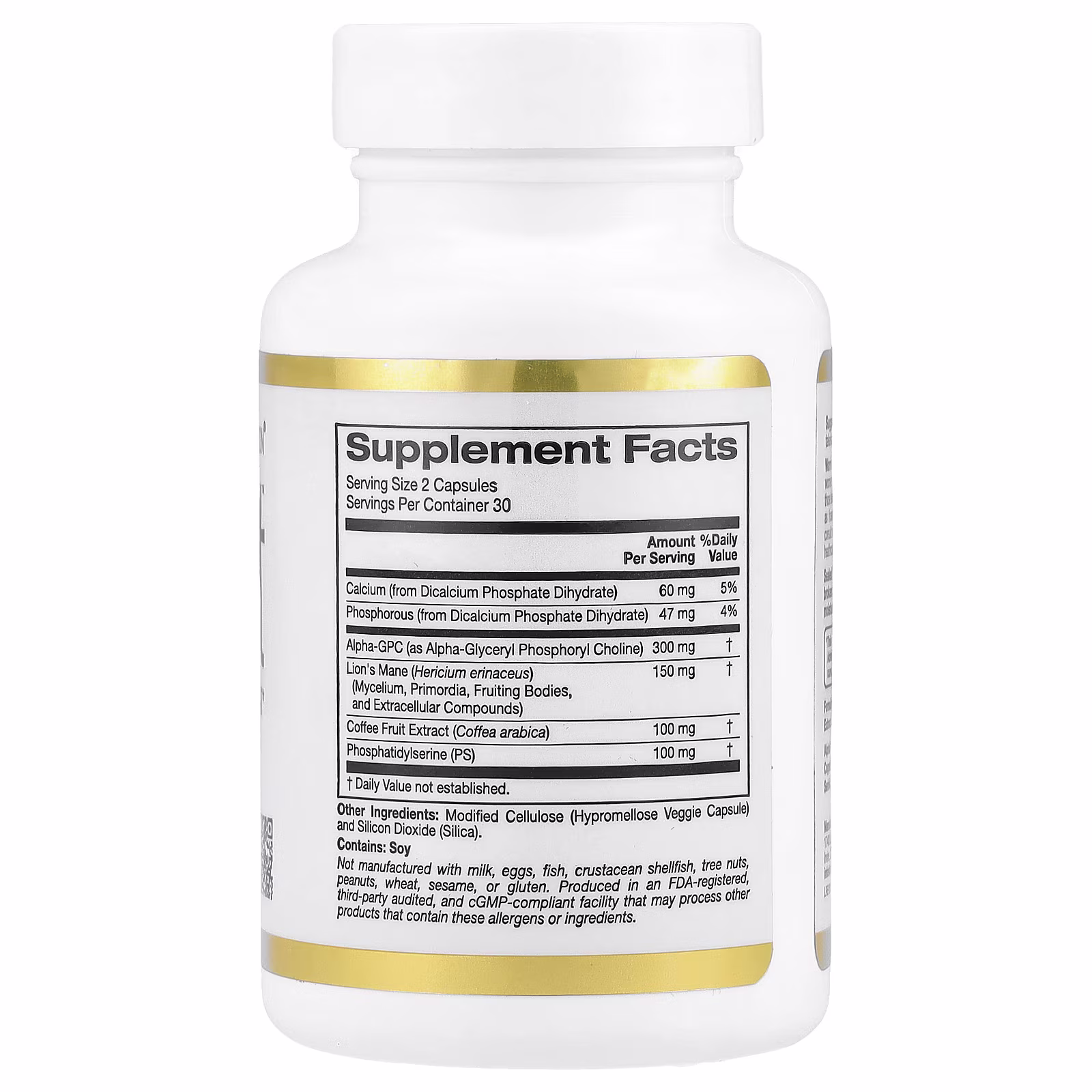 MEM Boost™, Refuerzo para la memoria y la cognición con alfa-GPC, Extracto de melena de león, de fruto de café y fosfatidilserina, 60 cápsulas vegetales, California Gold Nutrition
