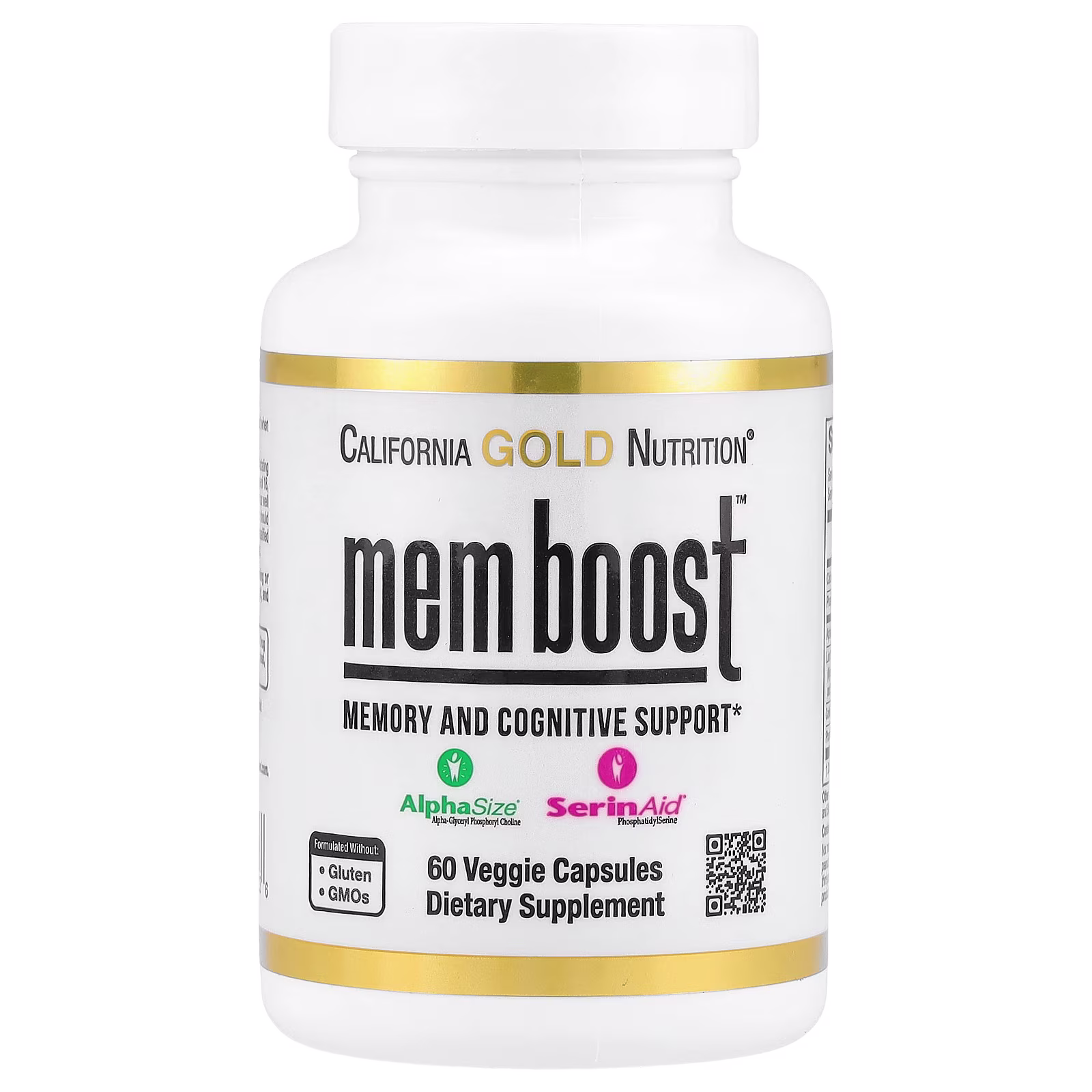 MEM Boost™, Refuerzo para la memoria y la cognición con alfa-GPC, Extracto de melena de león, de fruto de café y fosfatidilserina, 60 cápsulas vegetales, California Gold Nutrition