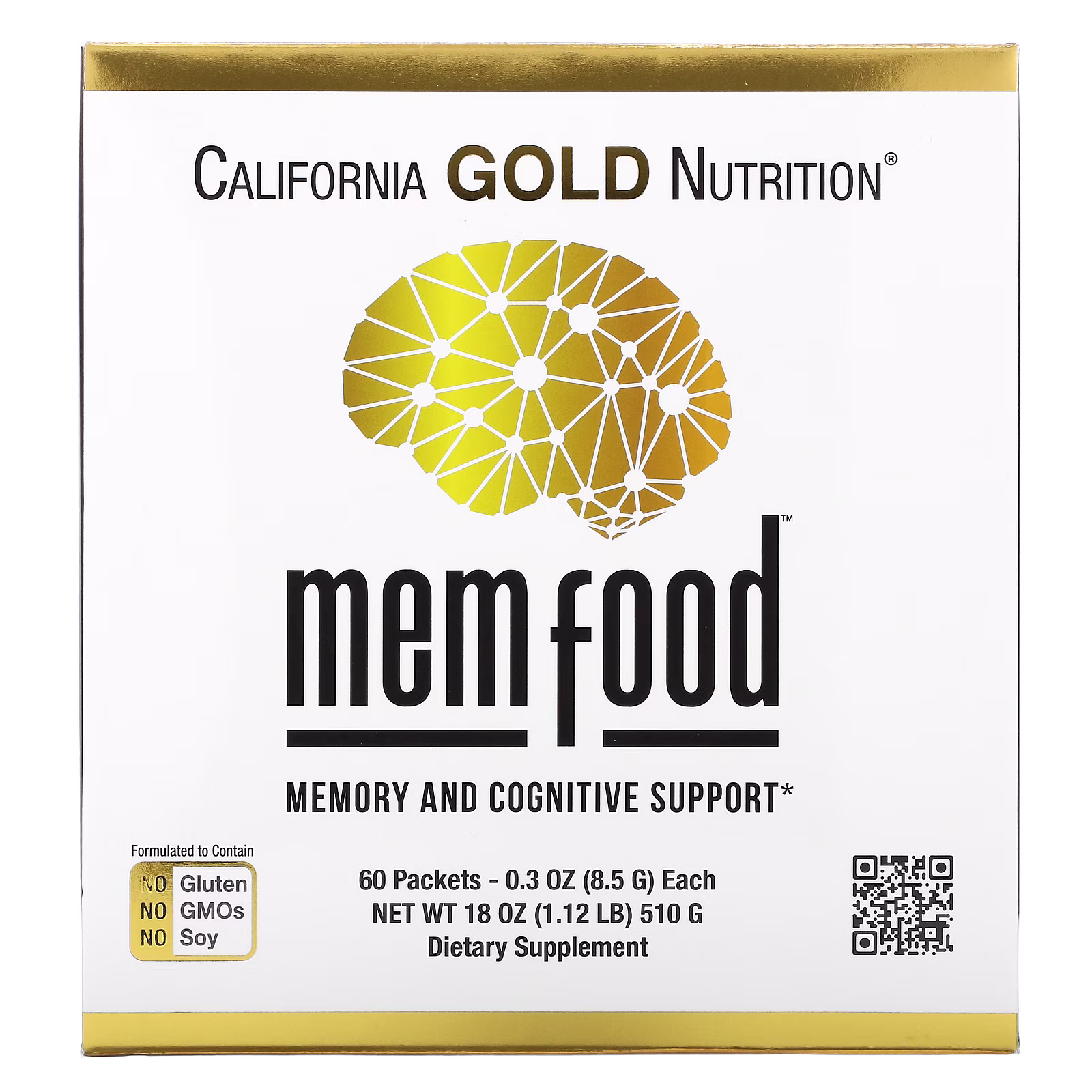 MEM Food®, Refuerzo para la memoria y la cognición con la mezcla MEM, L-serina, melena de león orgánico y zumo de arándano azul en polvo, 510 g (1,12 lb), California Gold Nutrition
