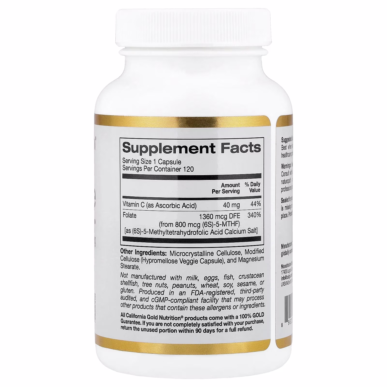 Metilfolato y vitamina C, 120 cápsulas vegetales, California Gold Nutrition